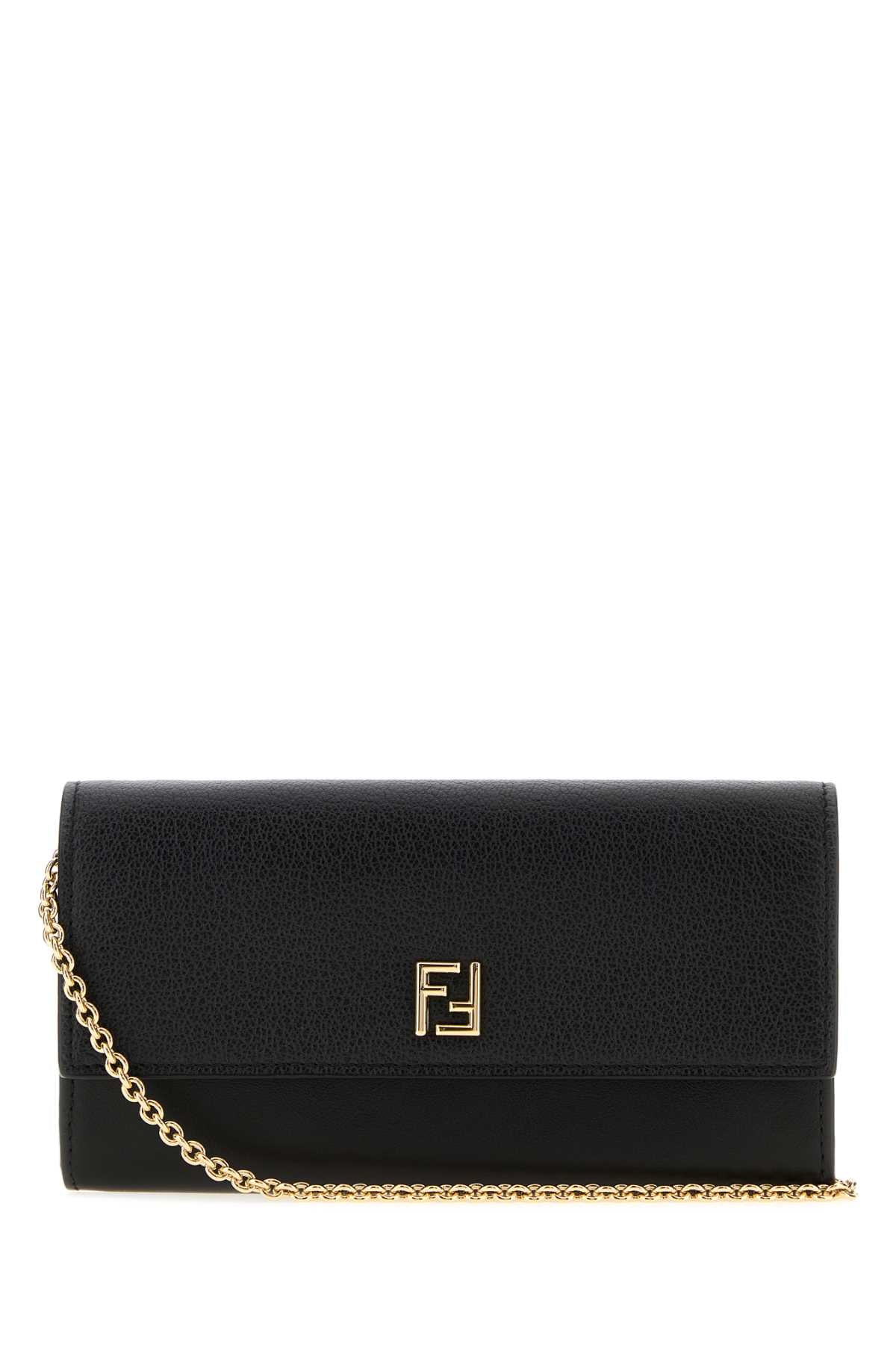 Fendi Women Black Leather Ff Wallet FENDI