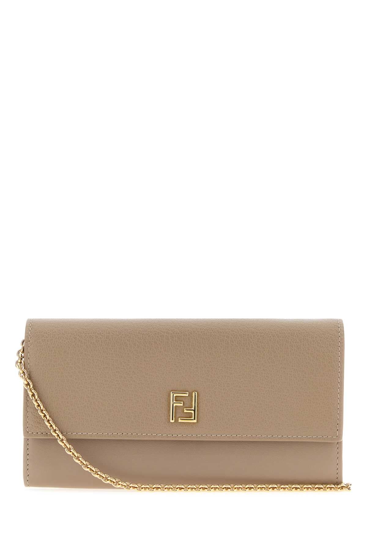 Fendi Women Dove Grey Leather Ff Wallet FENDI