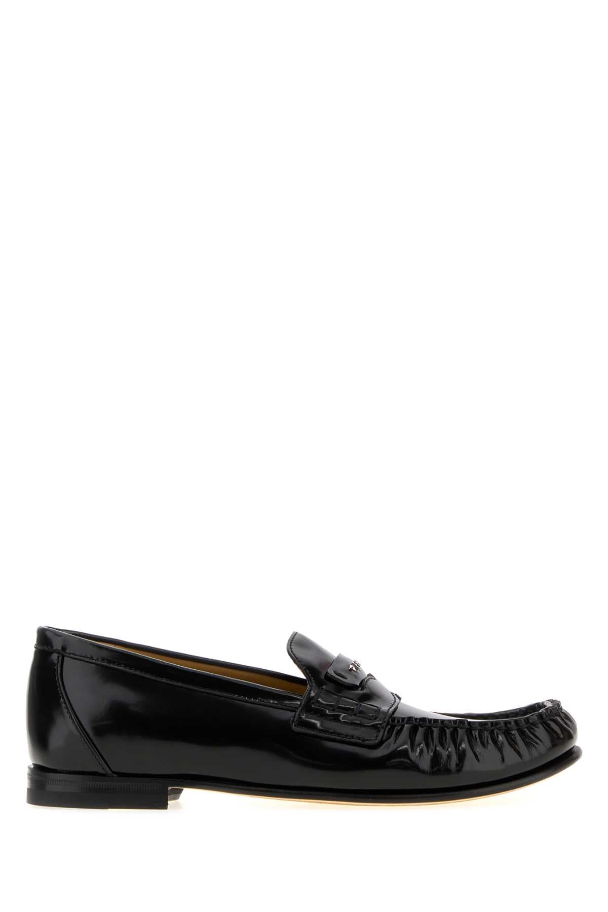 Fendi Women Black Leather Fendi Scrunch Loafers FENDI