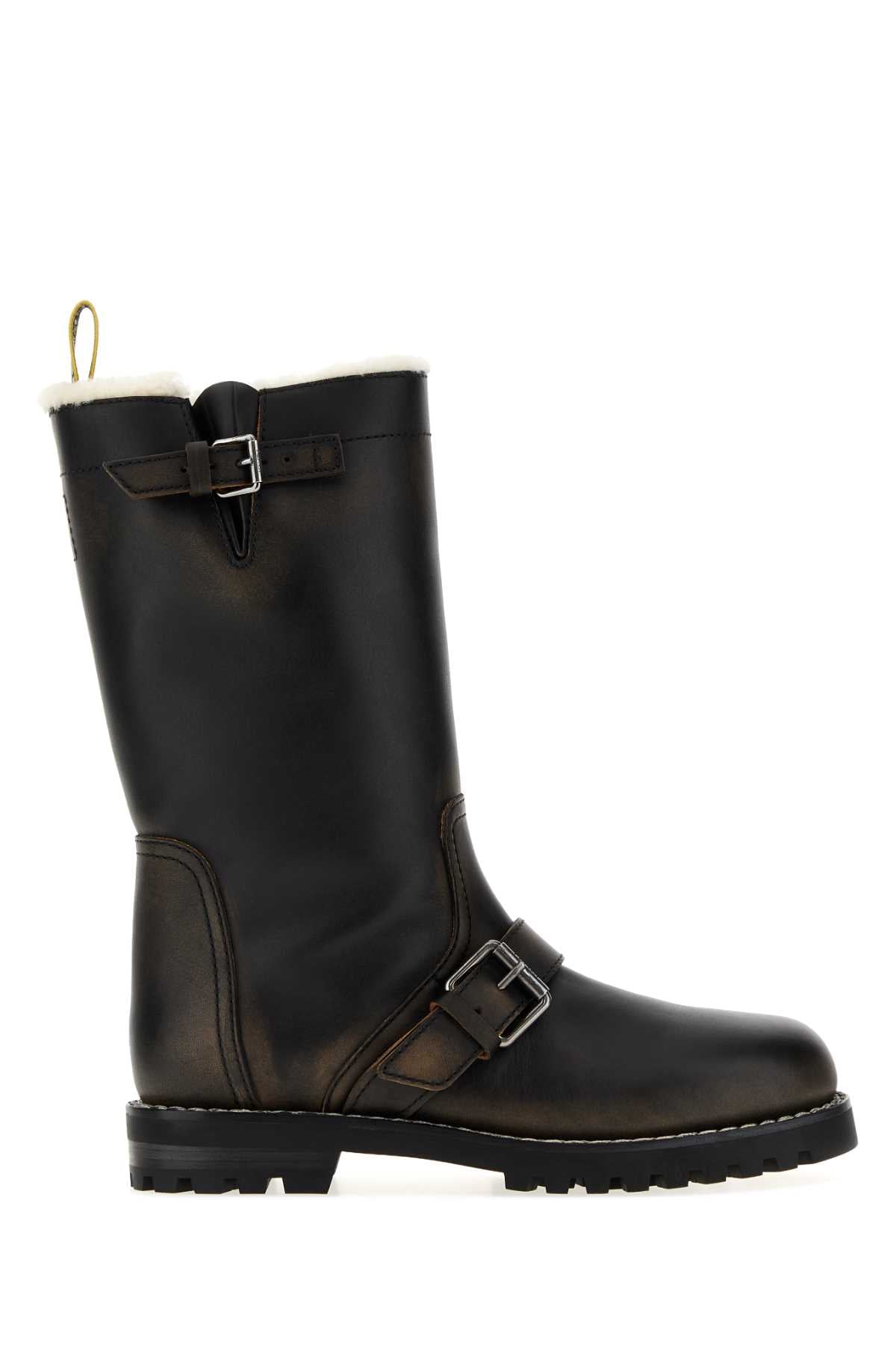 Fendi Women Dark Brown Leather Commando Boots