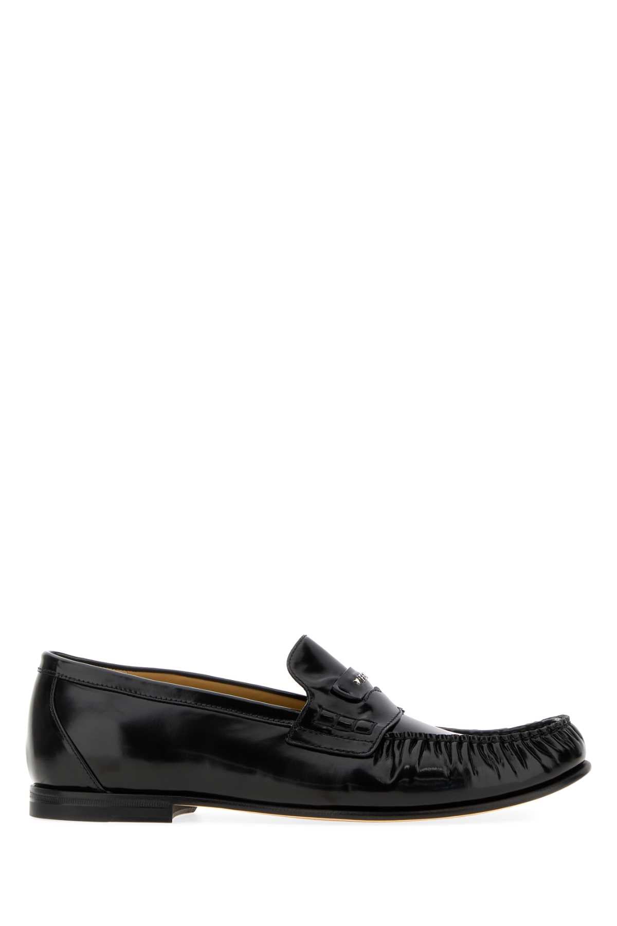 Fendi Men Black Leather Fendi Scrunch Loafers FENDI