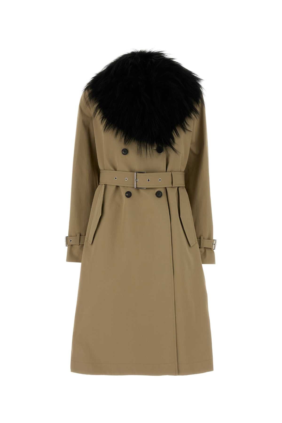 Fendi Women Beige Cotton Trench Coat FENDI