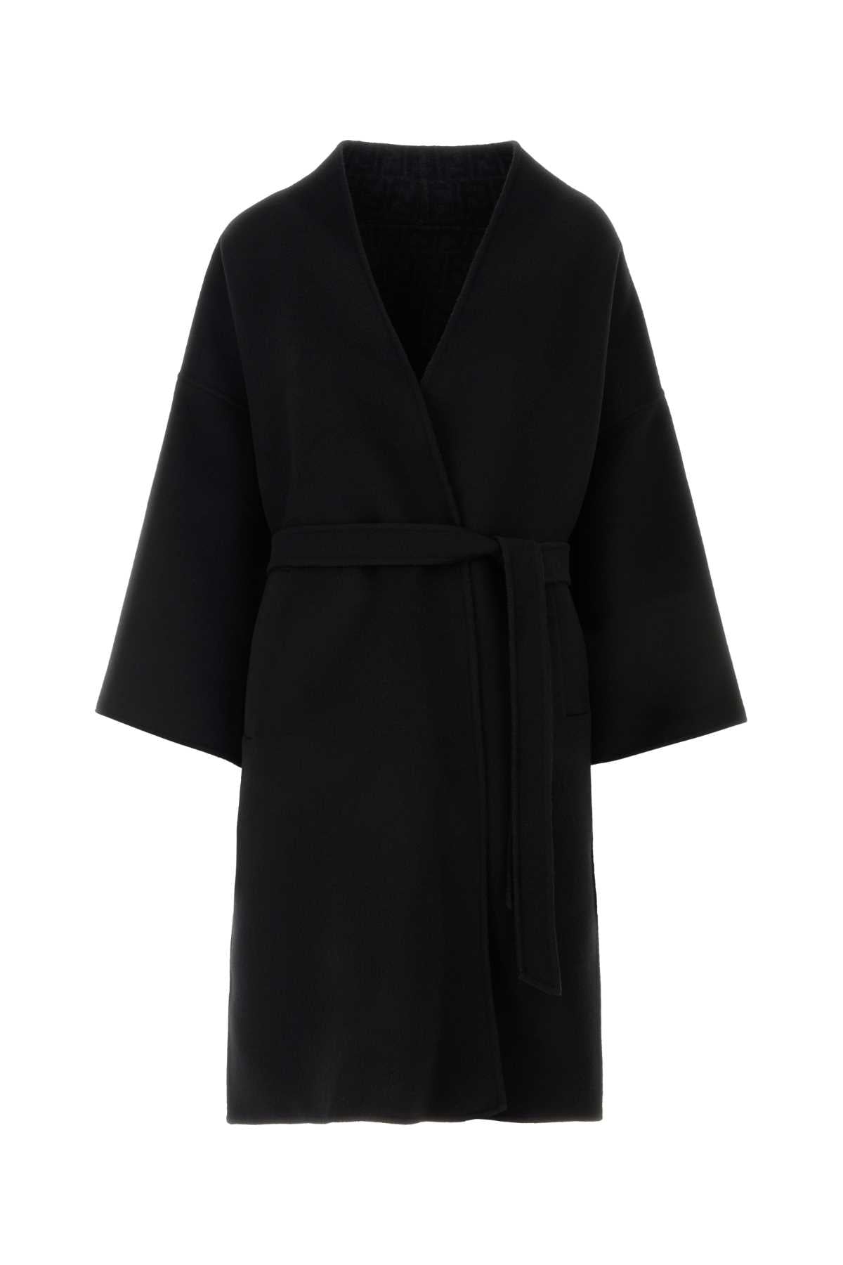 Fendi Women Black Wool Blend Coat FENDI