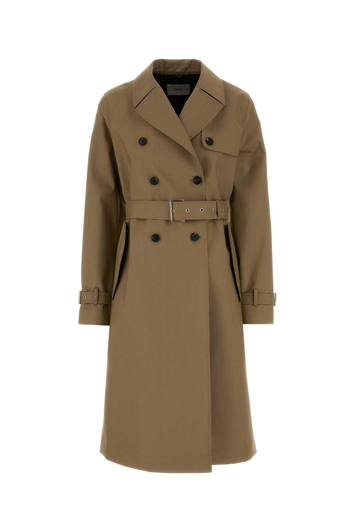 Fendi Women Beige Jacquard Trench Coat FENDI