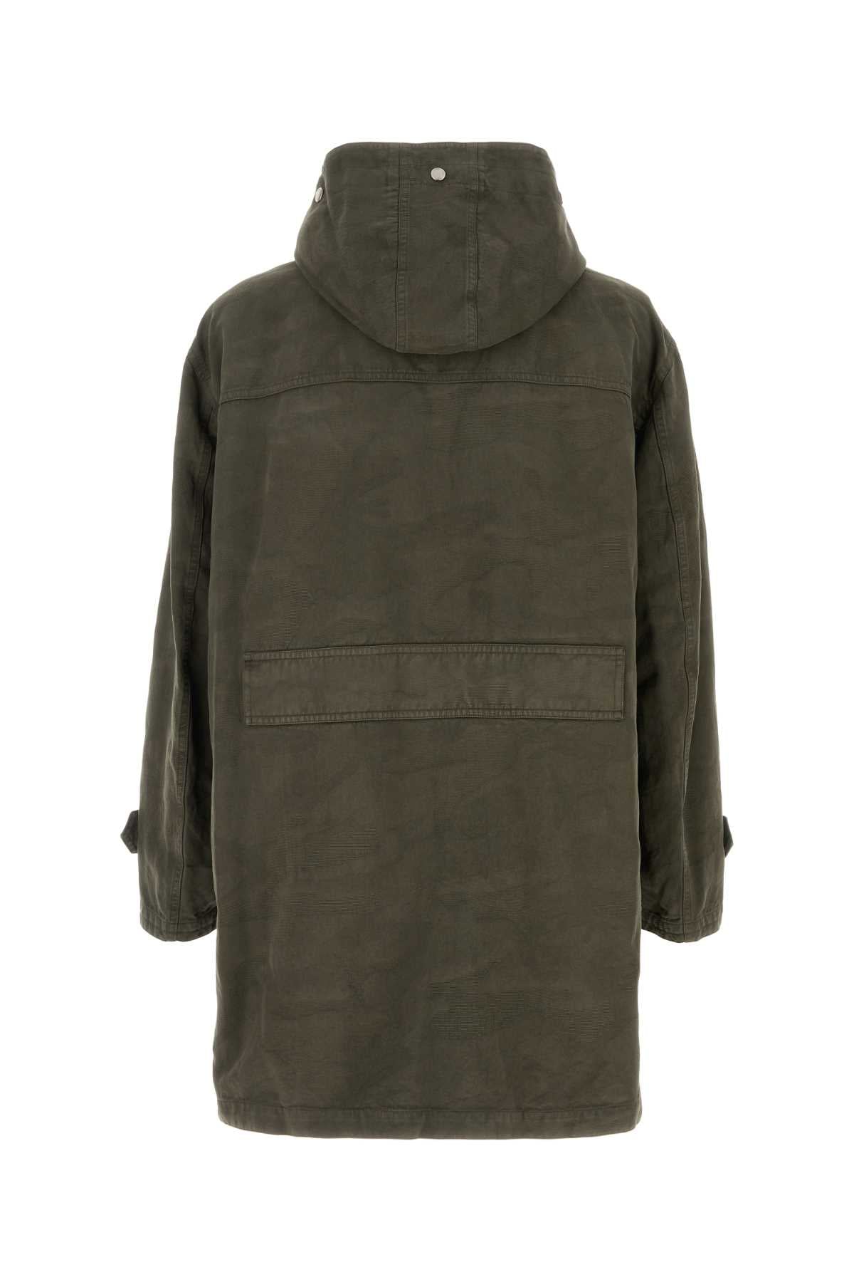 Fendi Men Army Green Cotton Parka Coat FENDI