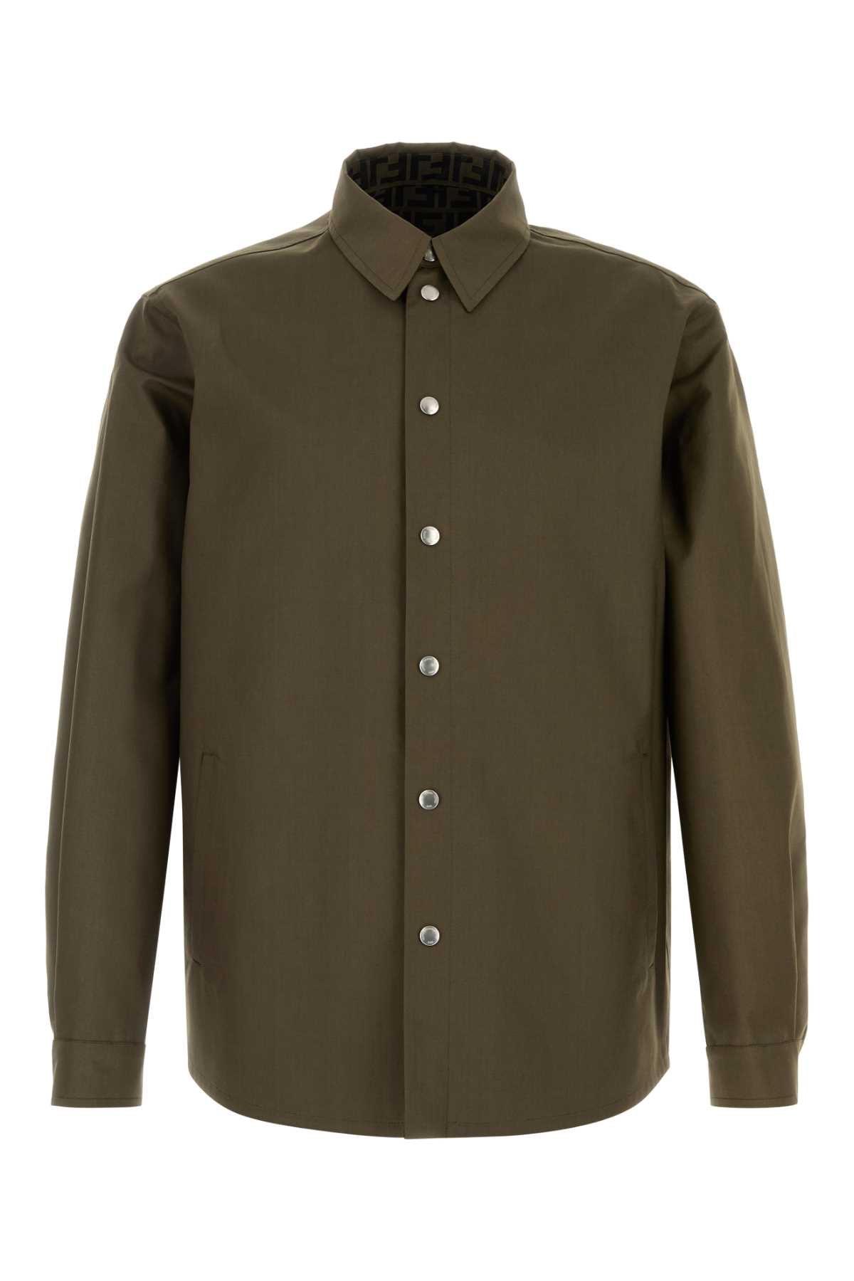 Fendi Men Olive Green Mackintosh Overshirt FENDI