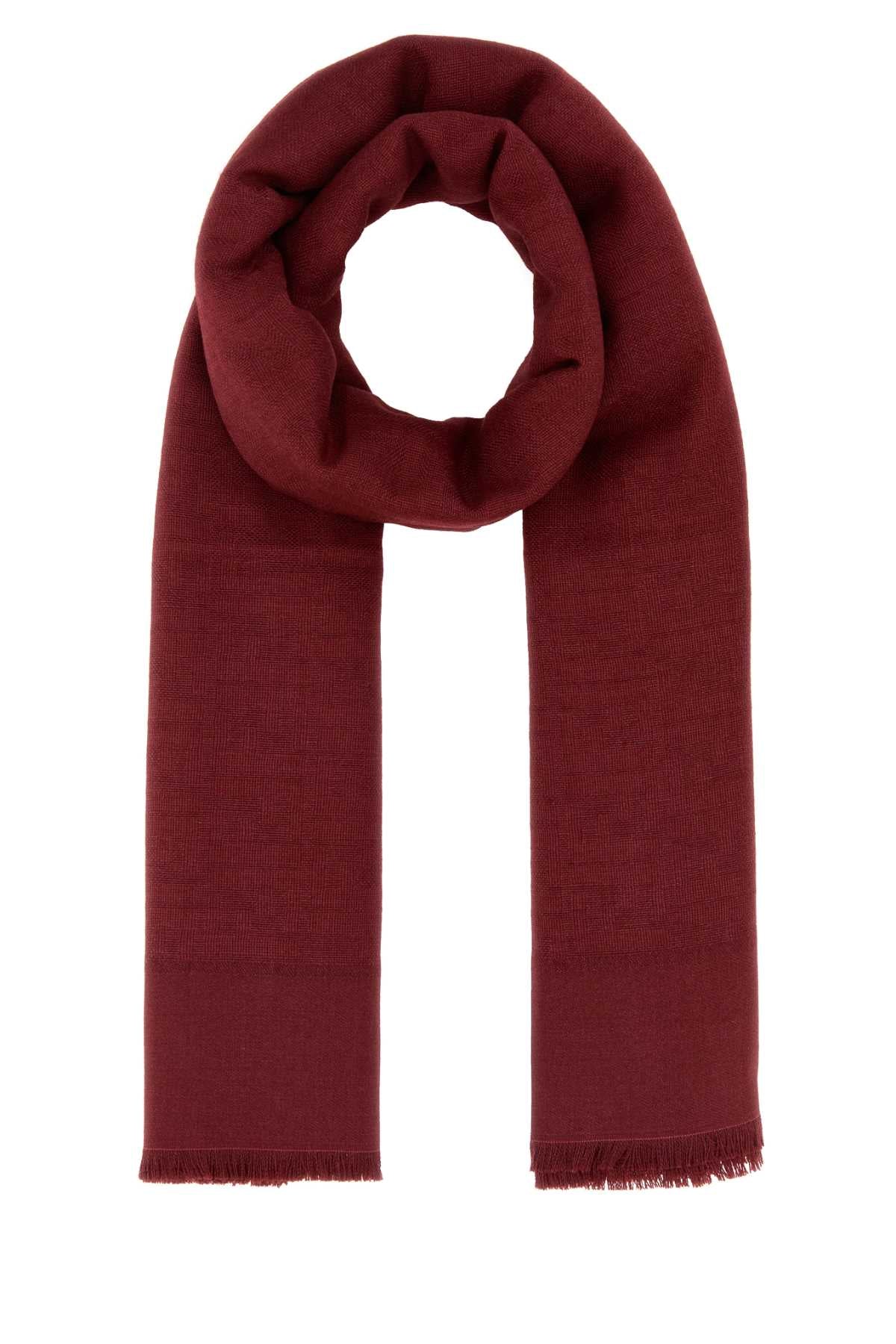 Fendi Women Burgundy Wool Blend Scarf FENDI