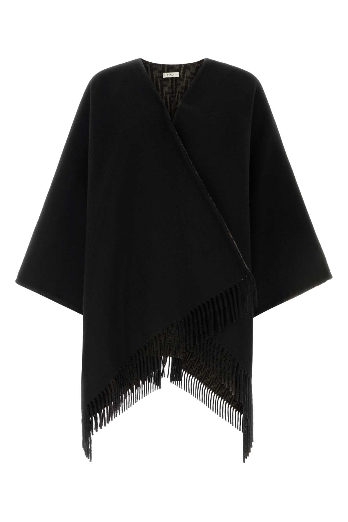 Fendi Women Black Cashmere And Wool Reversible Cape FENDI