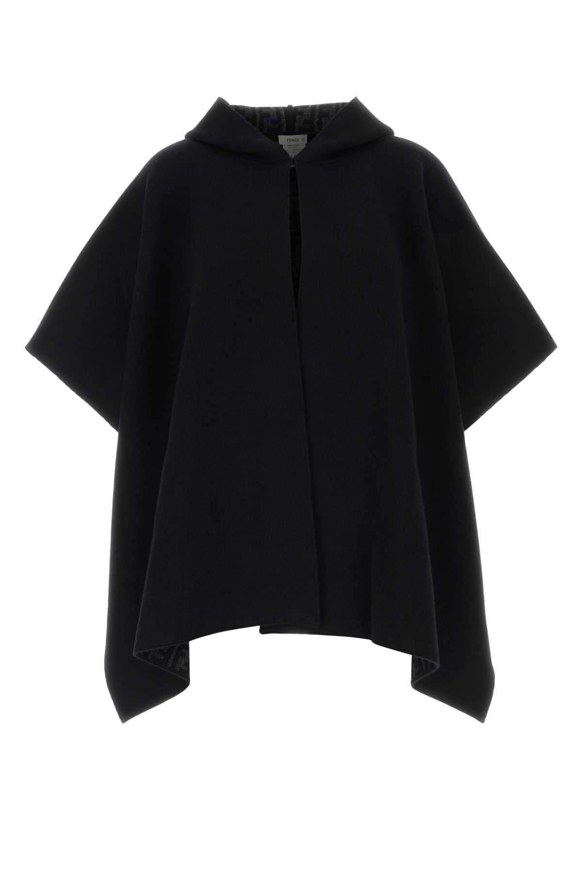 Fendi Women Black Stretch Cashmere Blend Cape FENDI