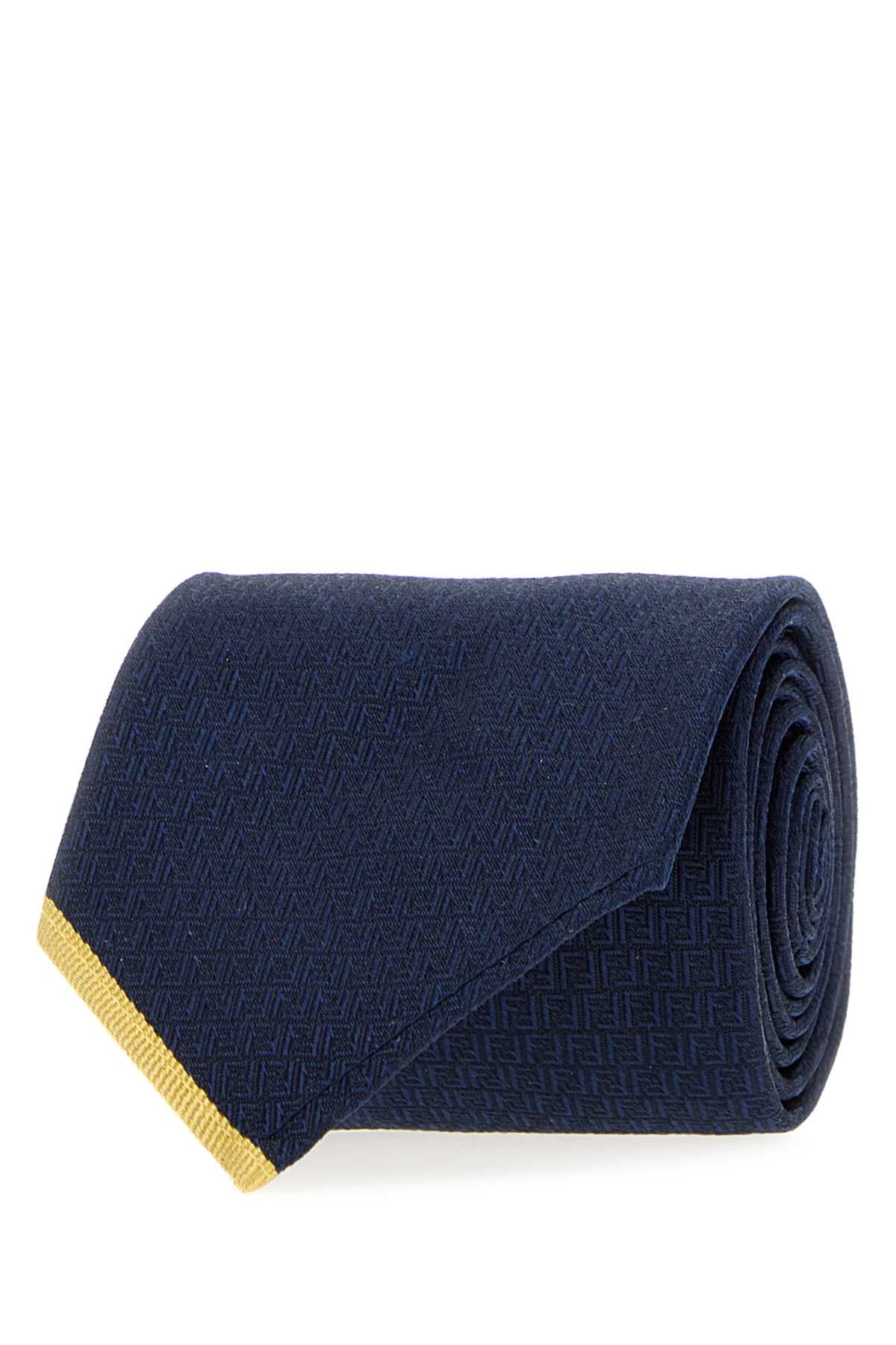Fendi Men Navy Blue Silk Tie FENDI