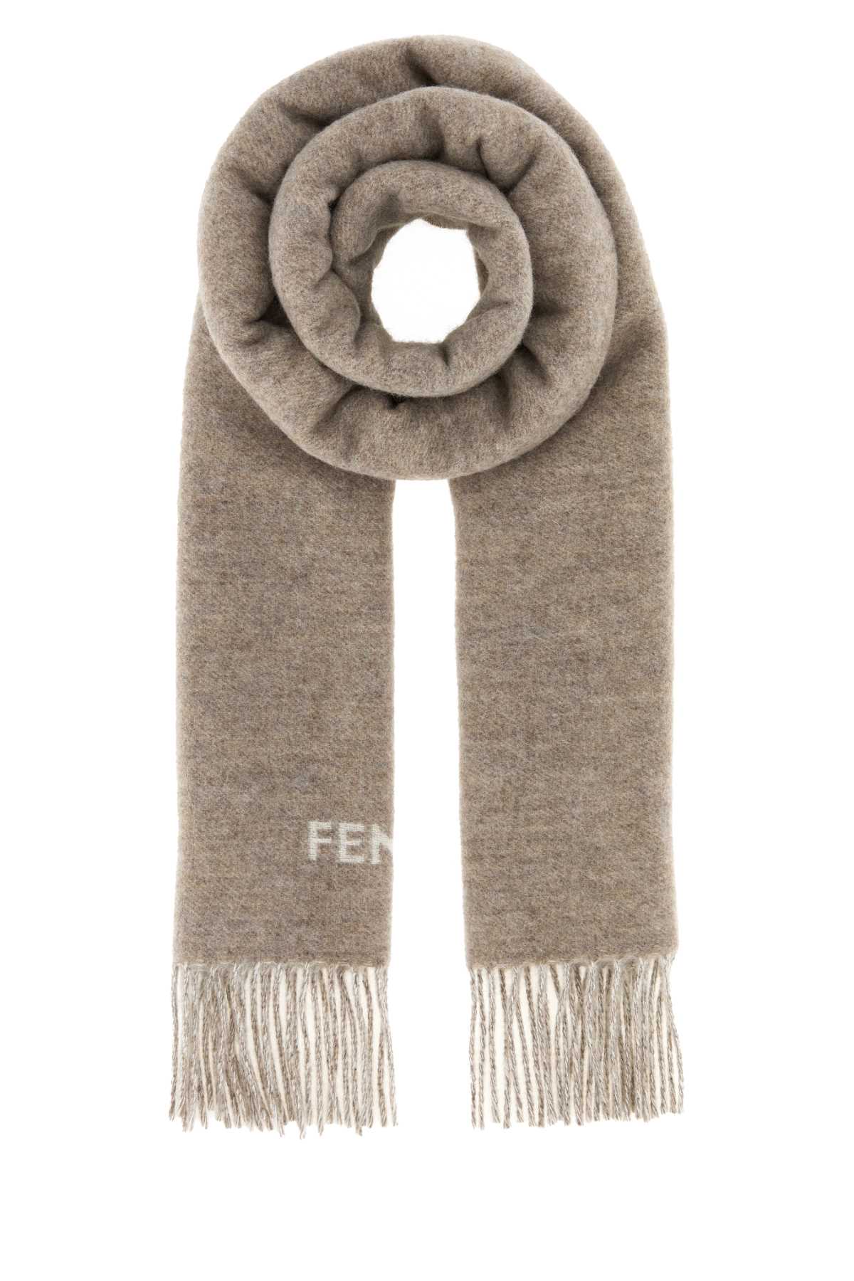 Fendi Men Dove Grey Cashmere Scarf FENDI