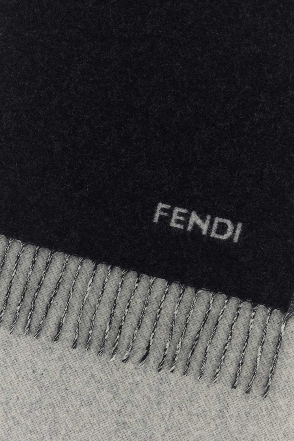 Fendi Men Navy Blue Cashmere Scarf FENDI