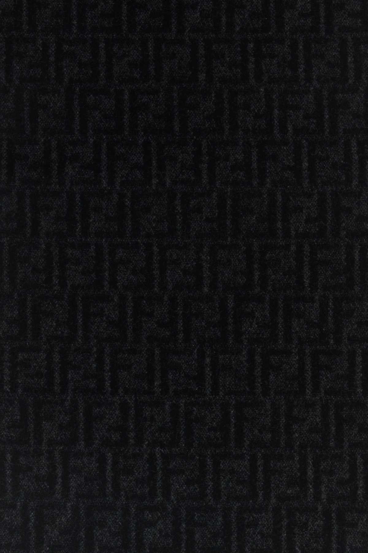 Fendi Men Black Wool And Cashmere Reversible Scarf FENDI