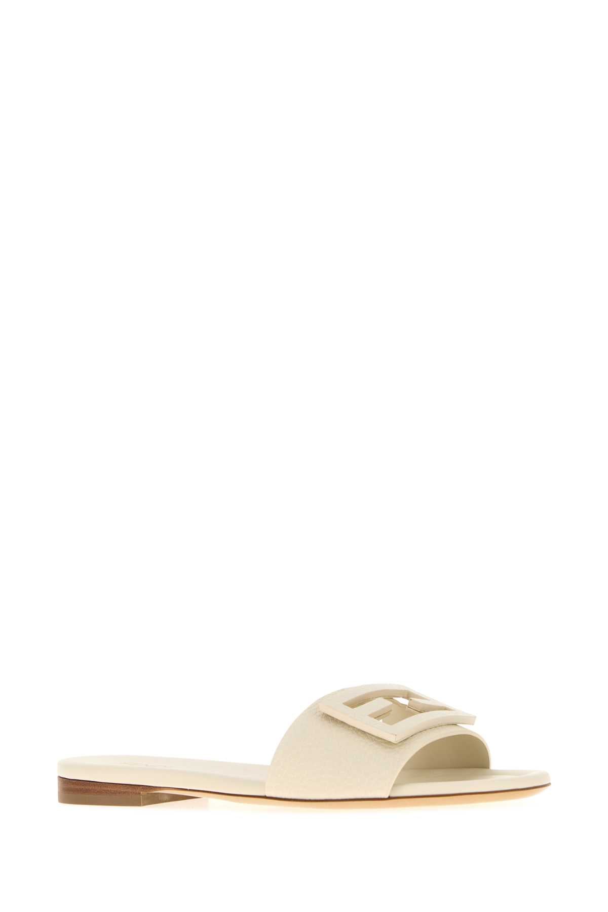 Fendi Women Ivory Leather Baguette Slippers FENDI