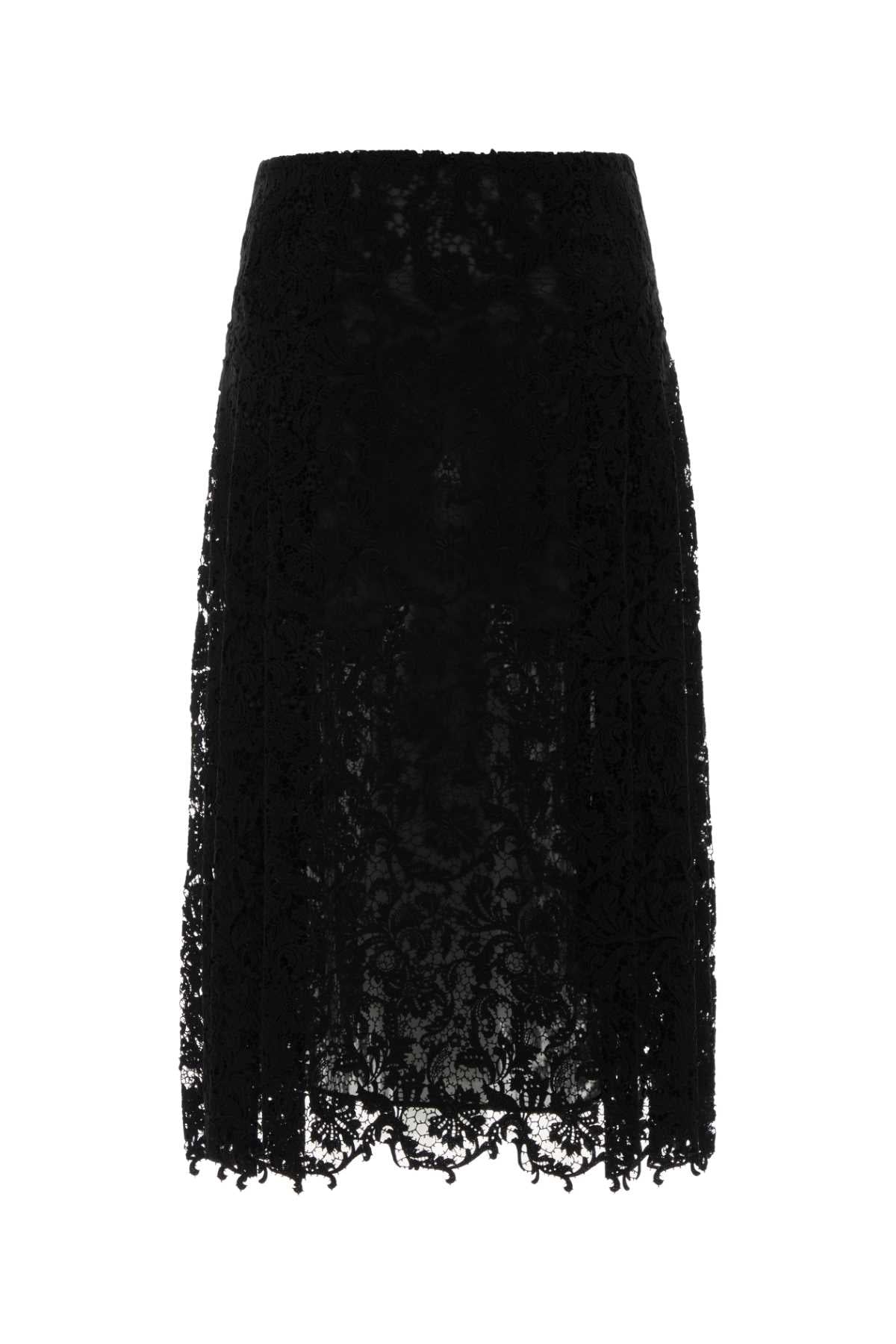 Fendi Women Black Macrame Lace Skirt FENDI