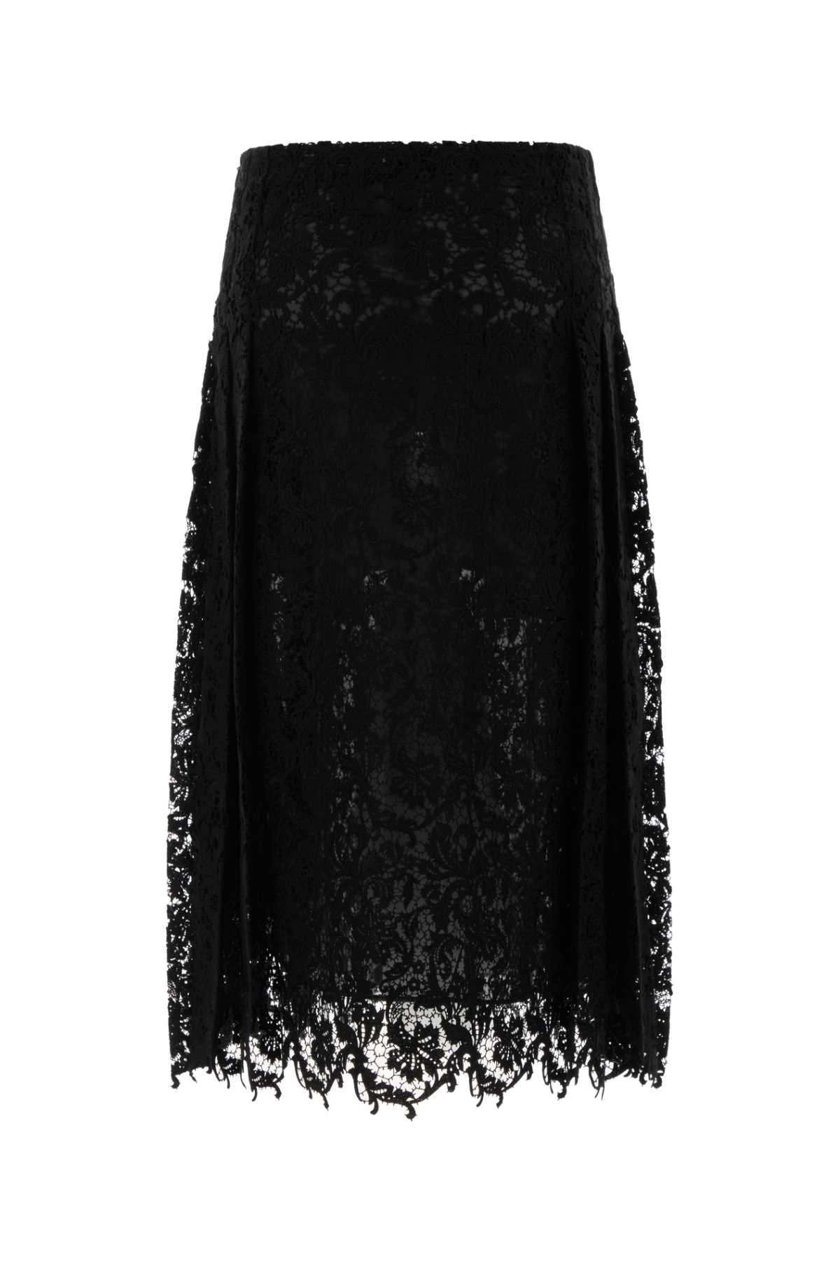 Fendi Women Black Macrame Lace Skirt FENDI