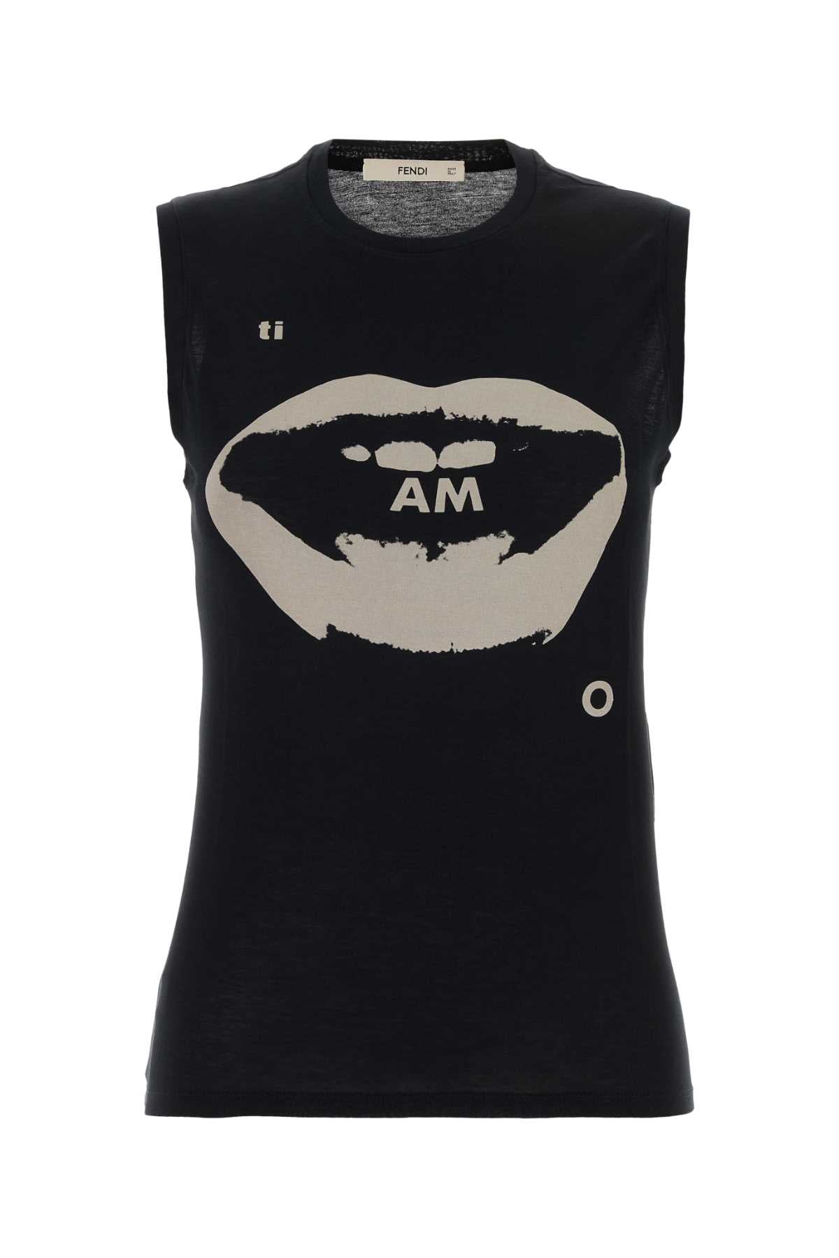 Fendi Women Black Cotton Tank Top FENDI