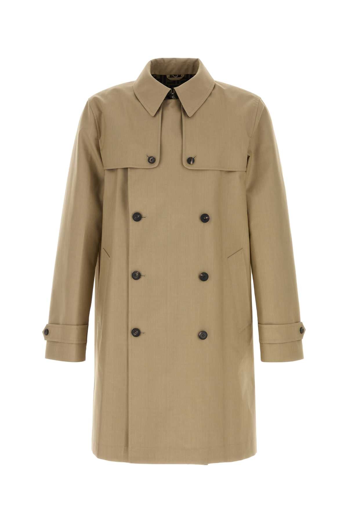 Fendi Men Beige Mackintosh Trench Coat FENDI