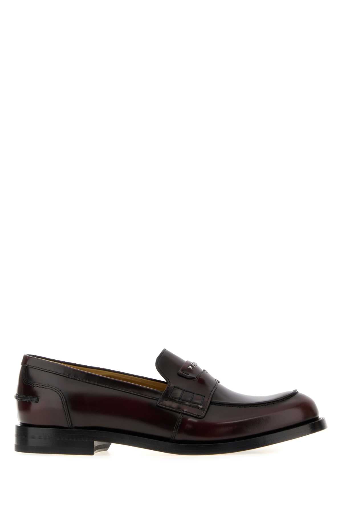 Fendi Men Burgundy Leather Fendi Ateneo Loafers FENDI