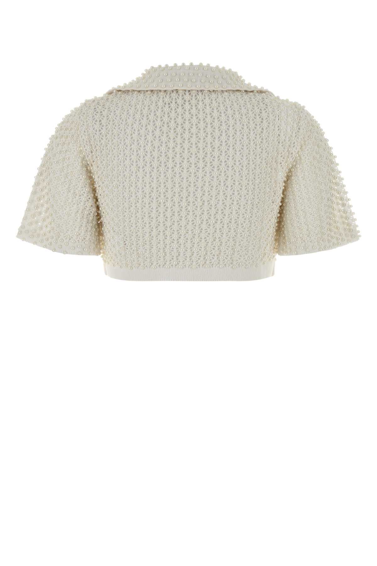 Giuseppe Di Morabito Women White Crochet Polo Shirt GIUSEPPE DI MORABITO