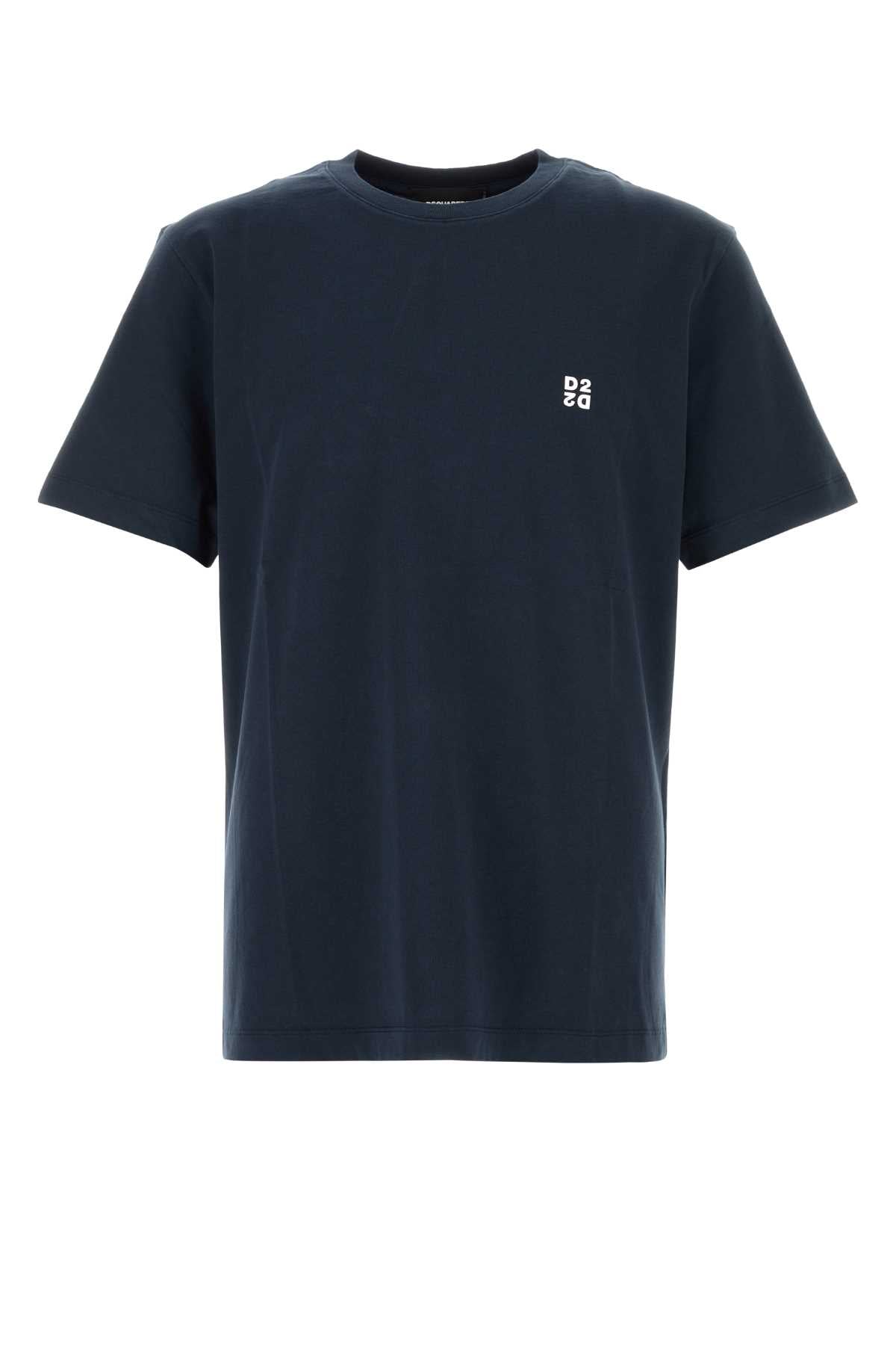 Dsquared Men Navy Blue Cotton T-Shirt DSQUARED2