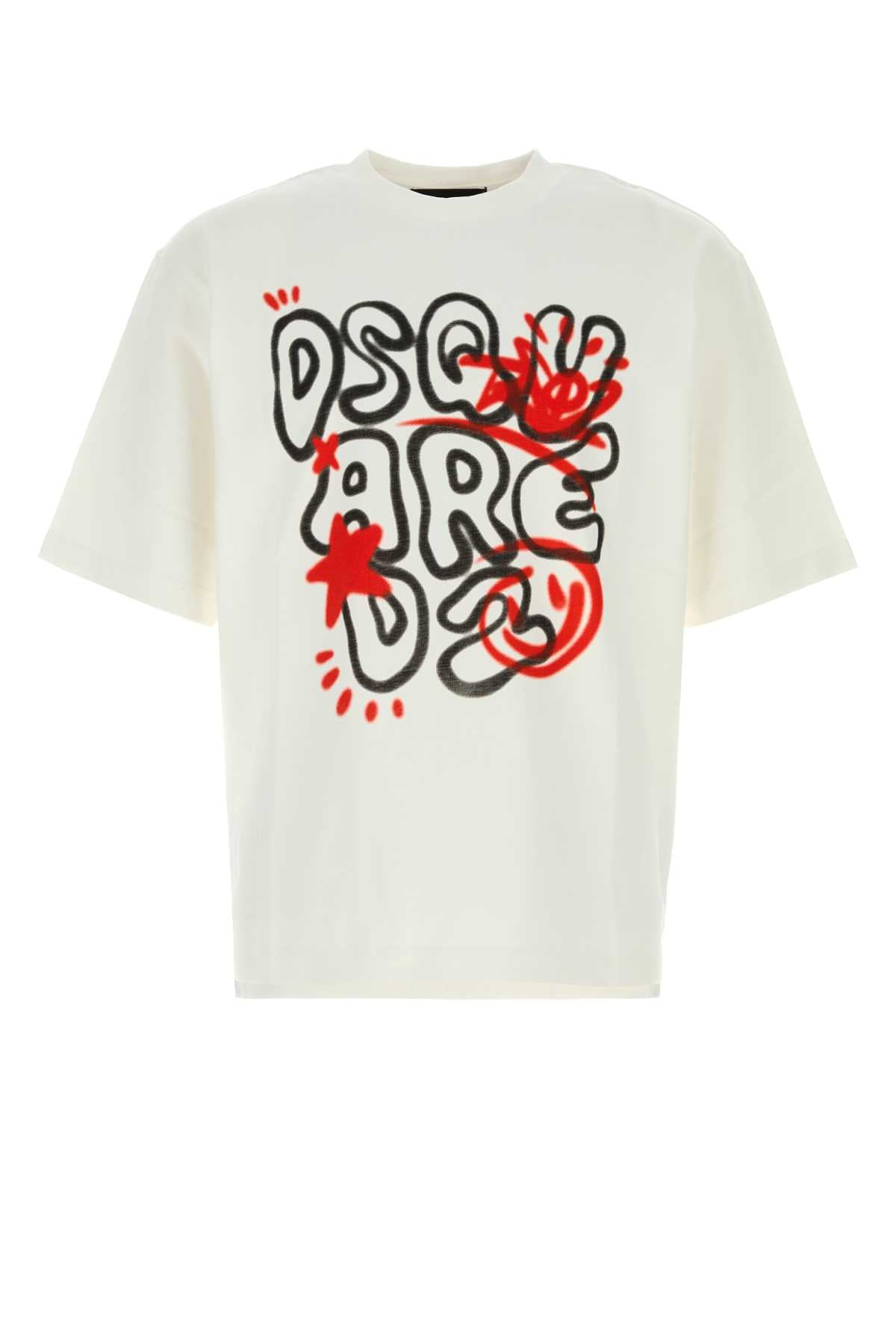 Dsquared Men White Cotton Oversize T-Shirt DSQUARED2