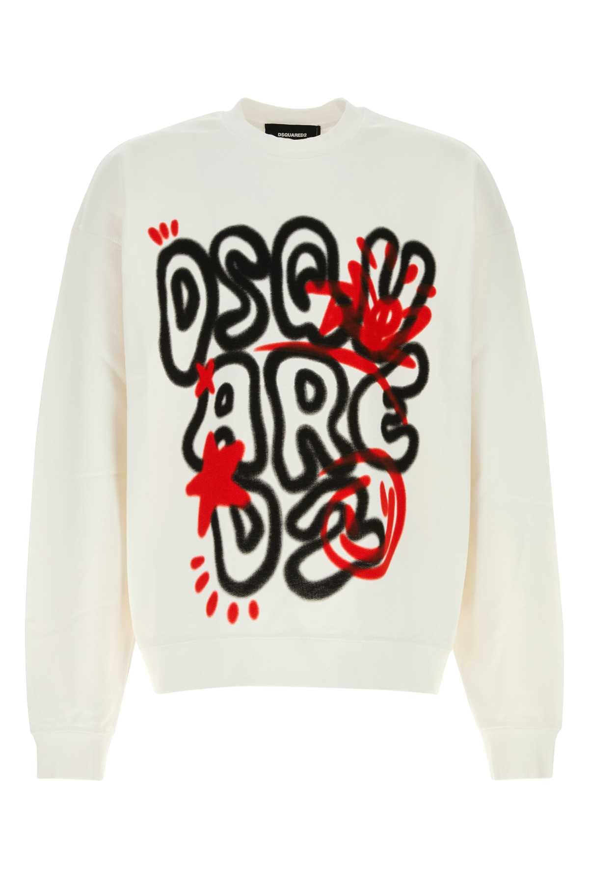 Dsquared Men White Cotton Sweatshirt DSQUARED2