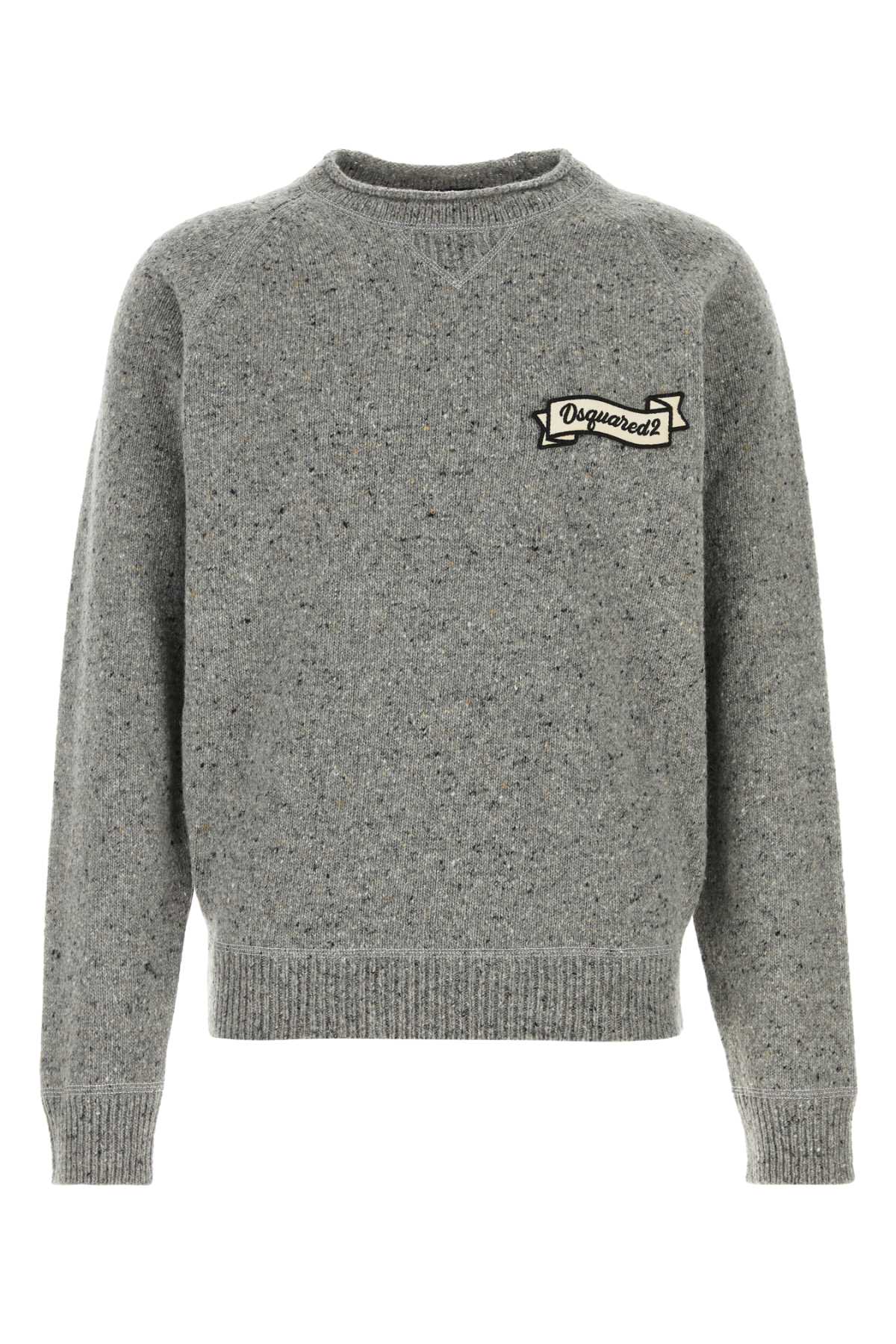 Dsquared Men Melange Grey Wool Blend Sweater DSQUARED2