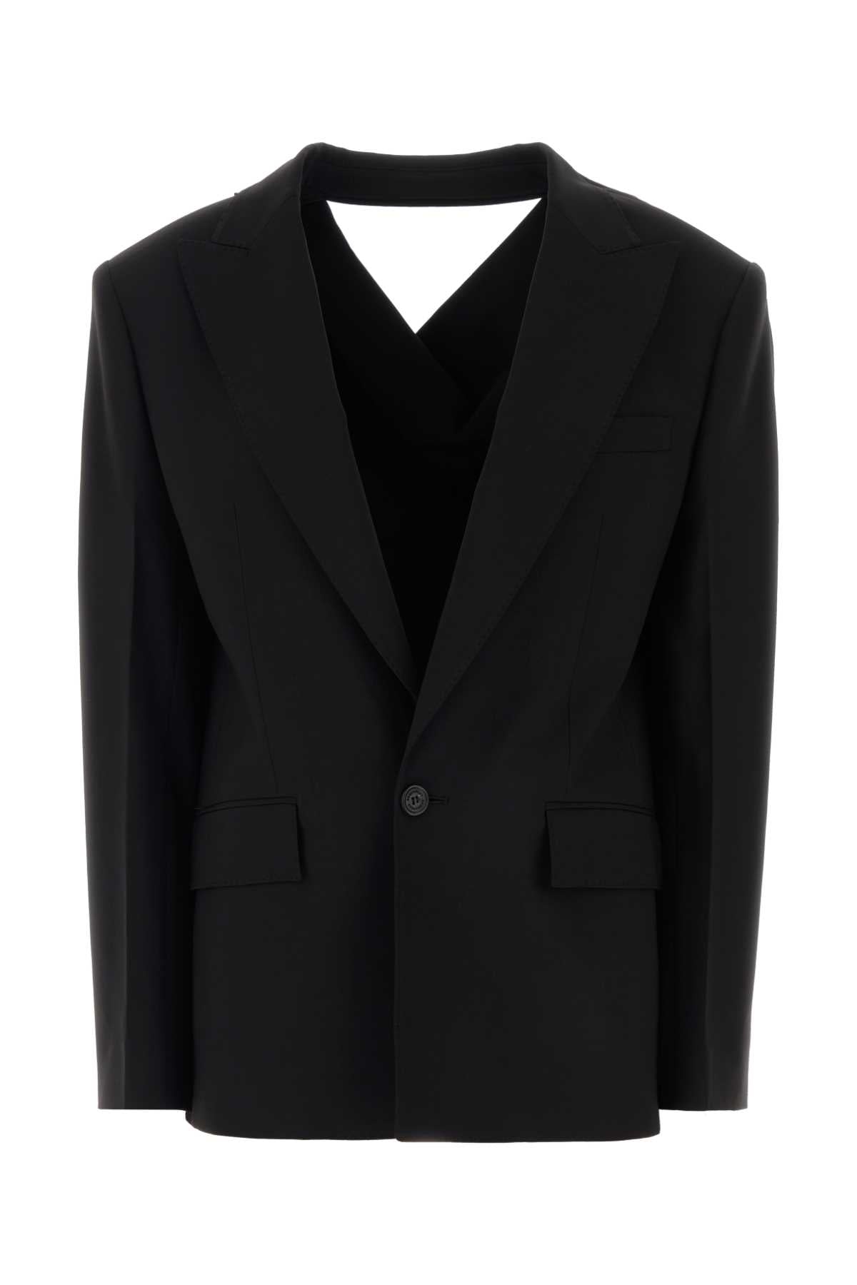 Dsquared Women Black Stretch Wool Blend Peek-A-Boo Blazer DSQUARED2