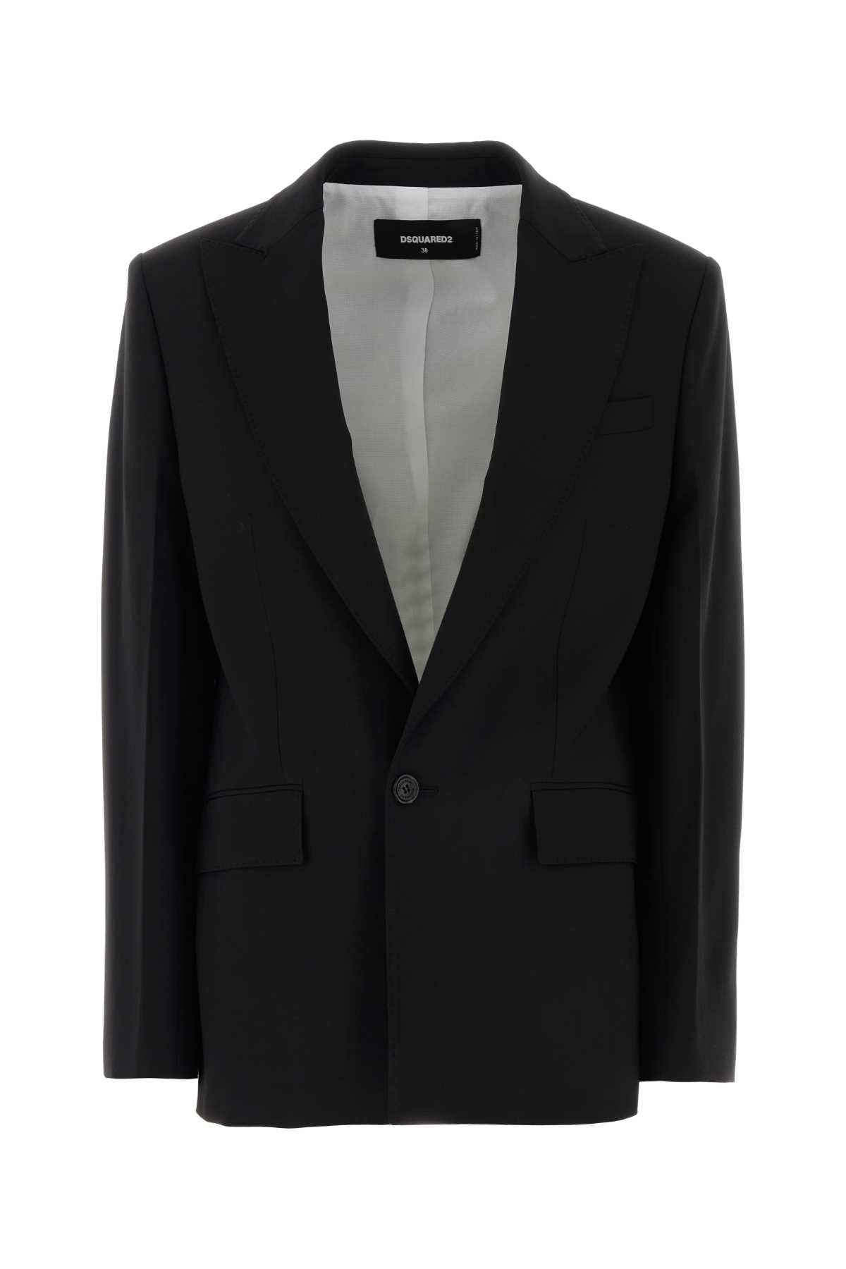Dsquared Women Black Stretch Wool Blend Oversize Blazer DSQUARED2