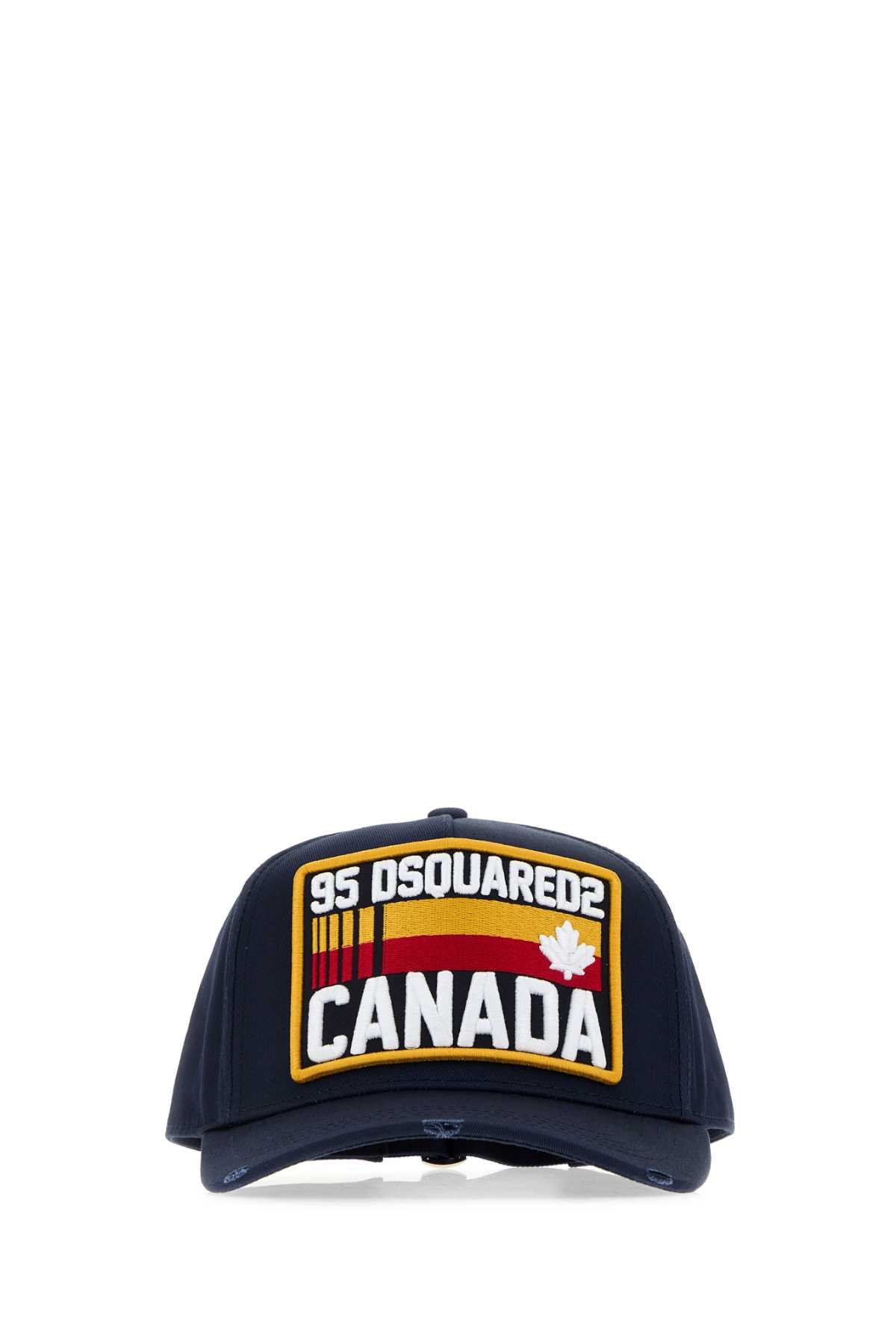 Dsquared Men Navy Blue Gabardine D2 Baseball Cap DSQUARED2