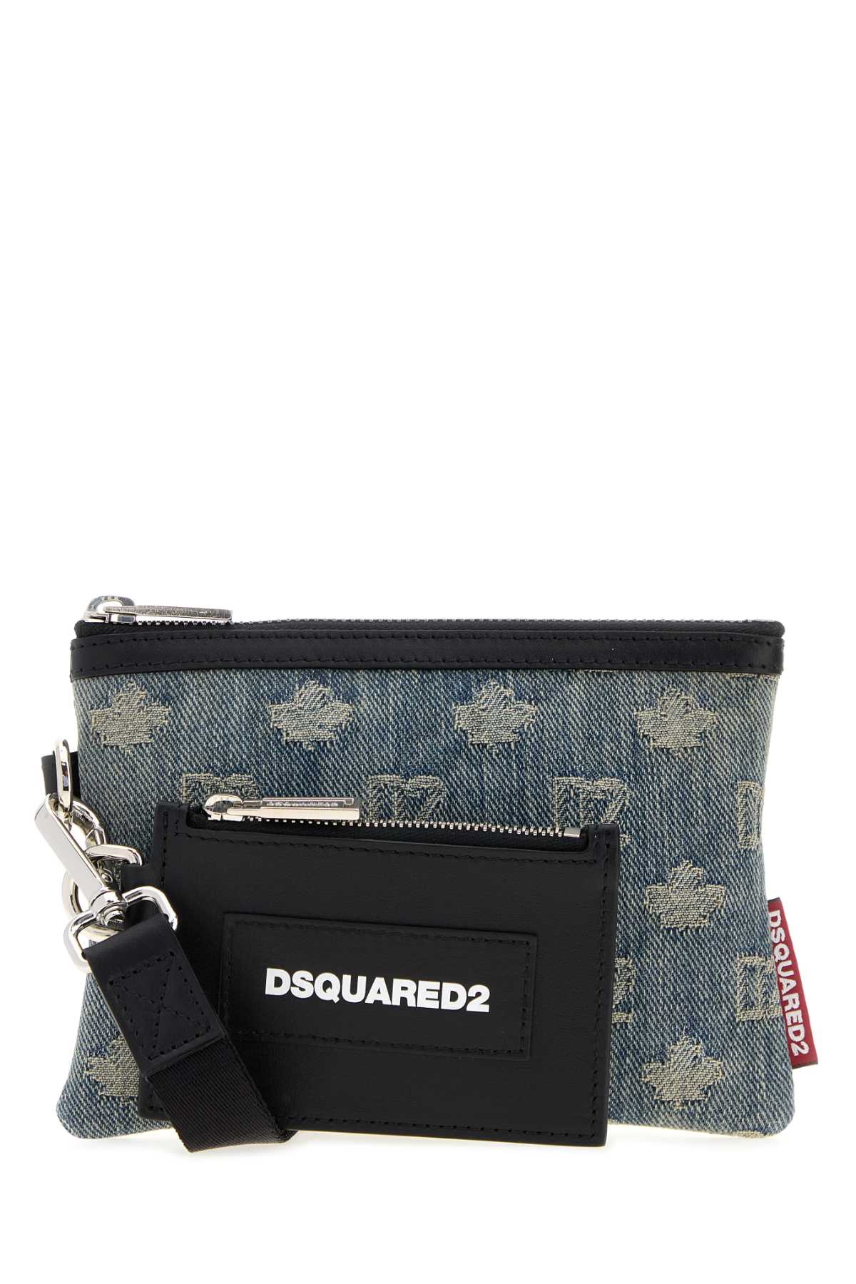 Dsquared Men Embroidered Denim D2 Pouch DSQUARED2