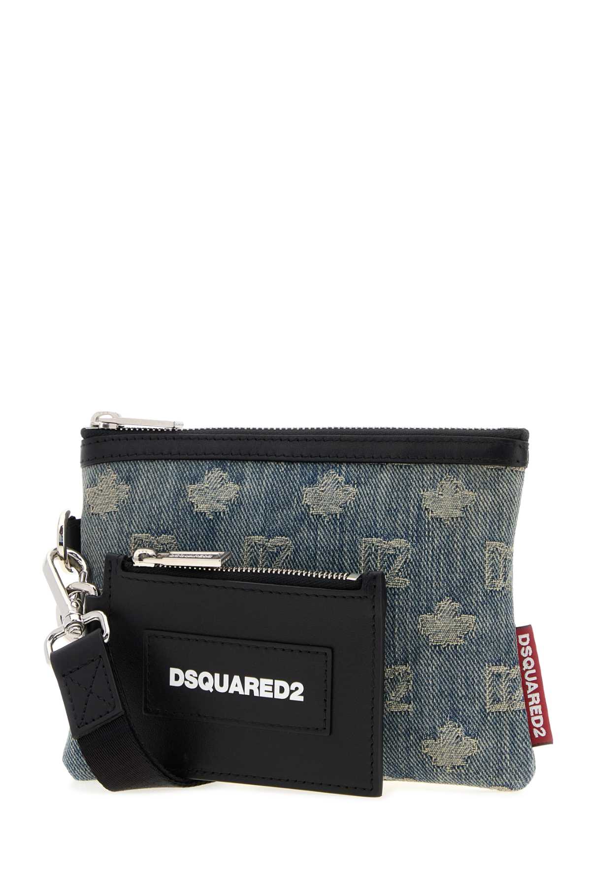 Dsquared Men Embroidered Denim D2 Pouch DSQUARED2