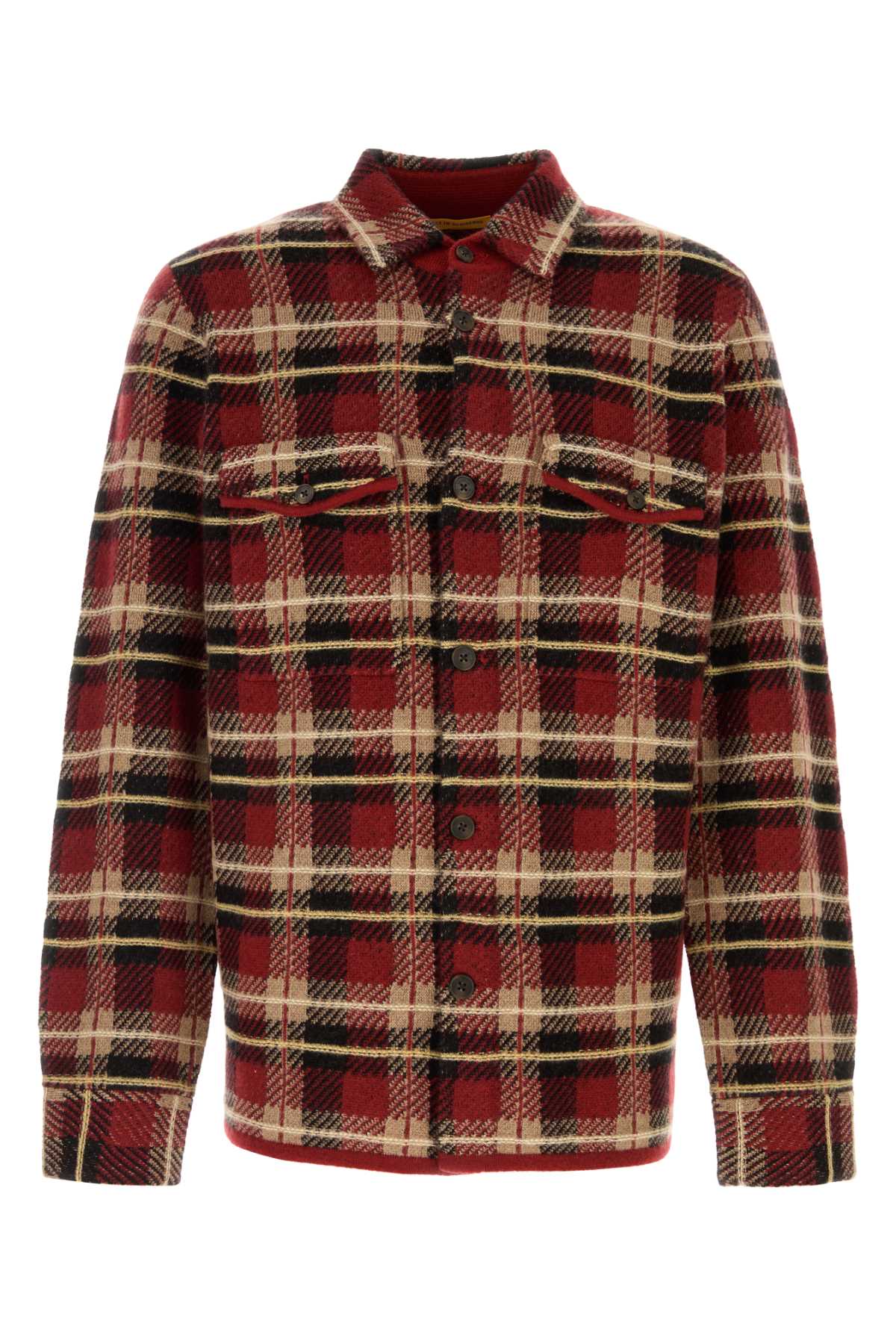 Guest In Residence Men Embroidered Cashmere Plaid Shirt GUEST IN RESIDENCE