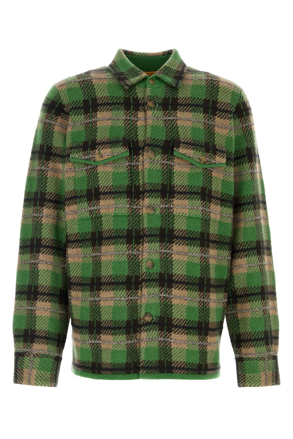 Guest In Residence Men Embroidered Cashmere Plaid Shirt GUEST IN RESIDENCE