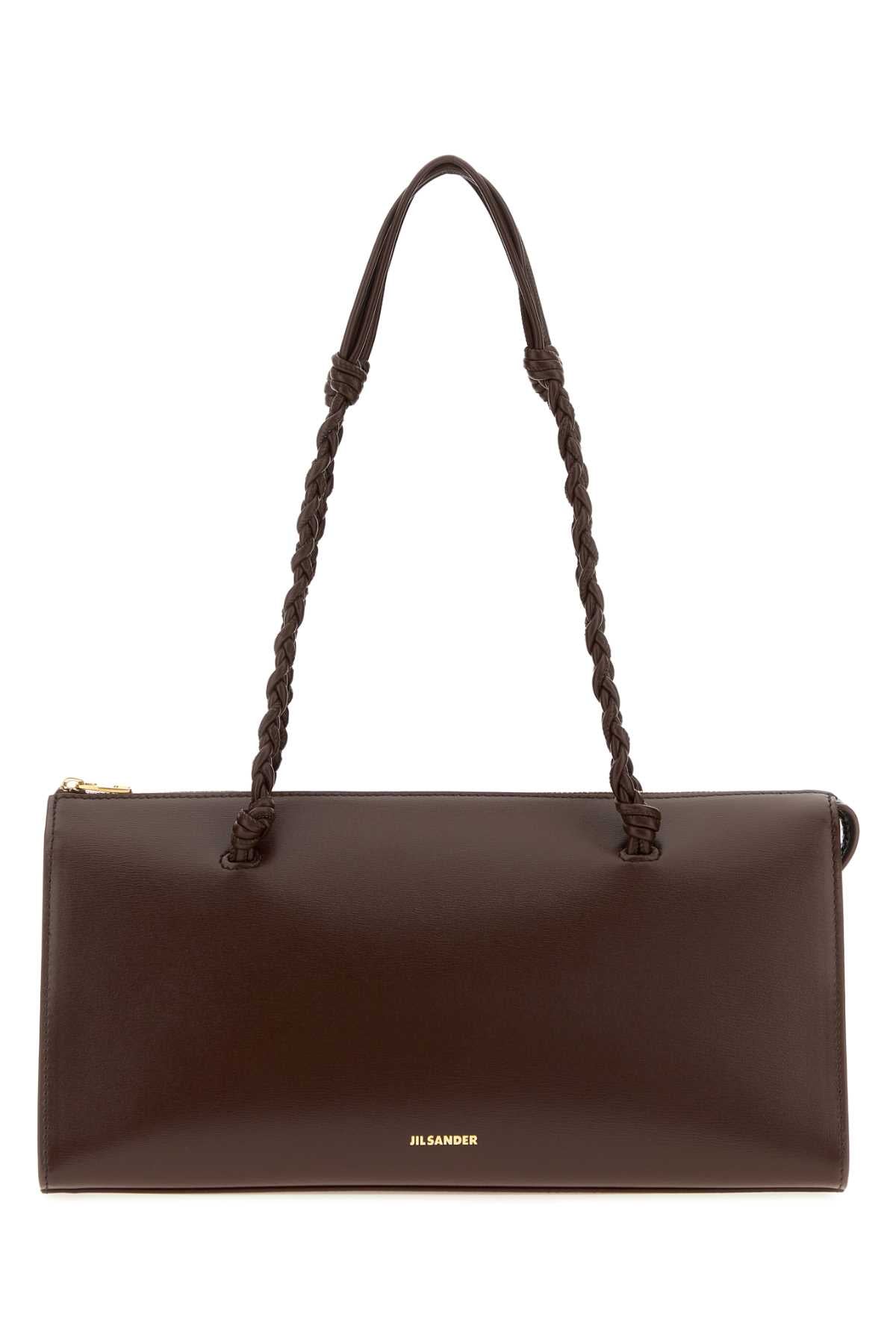 Jil Sander Women Chocolate Leather Tangle Tent Shoulder Bag JIL SANDER