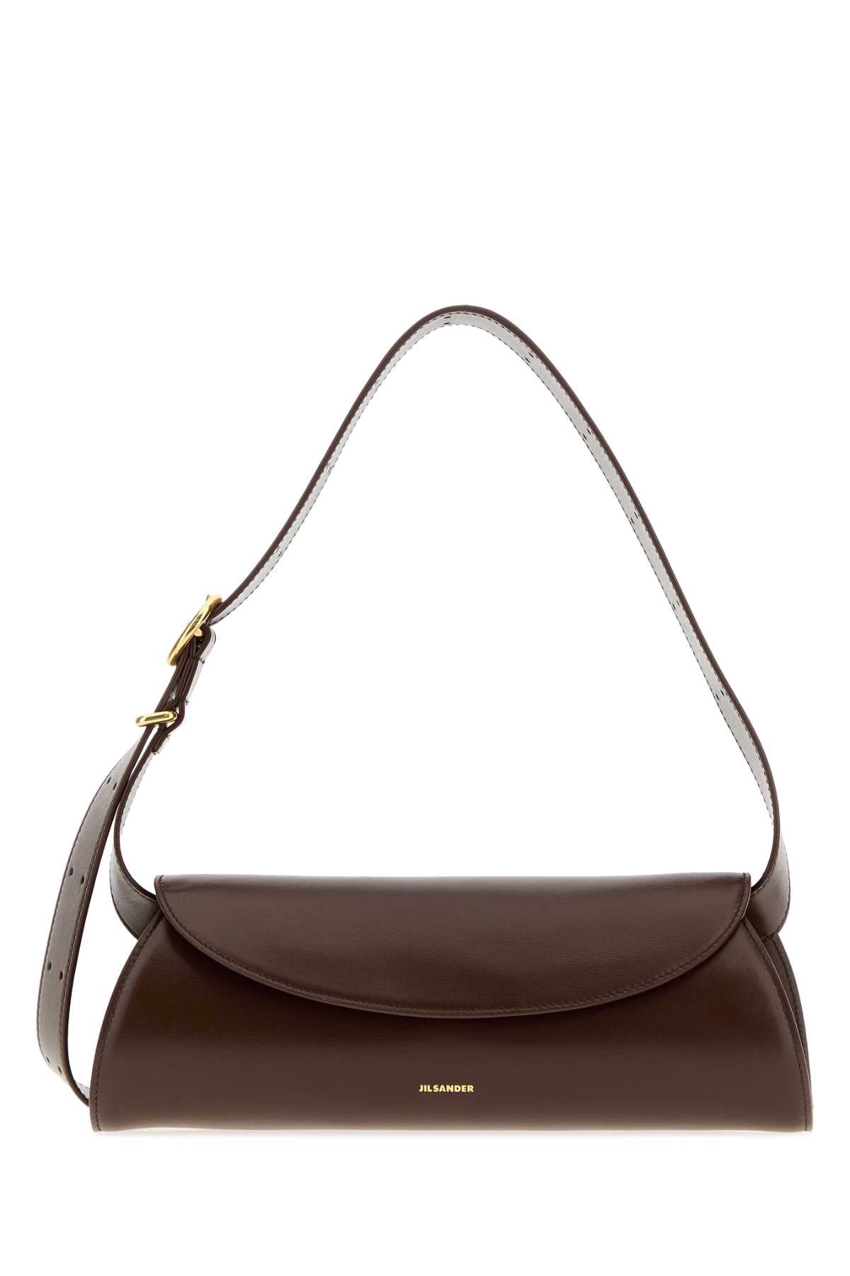 Jil Sander Women Chocolate Leather Small Cannolo Shoulder Bag JIL SANDER