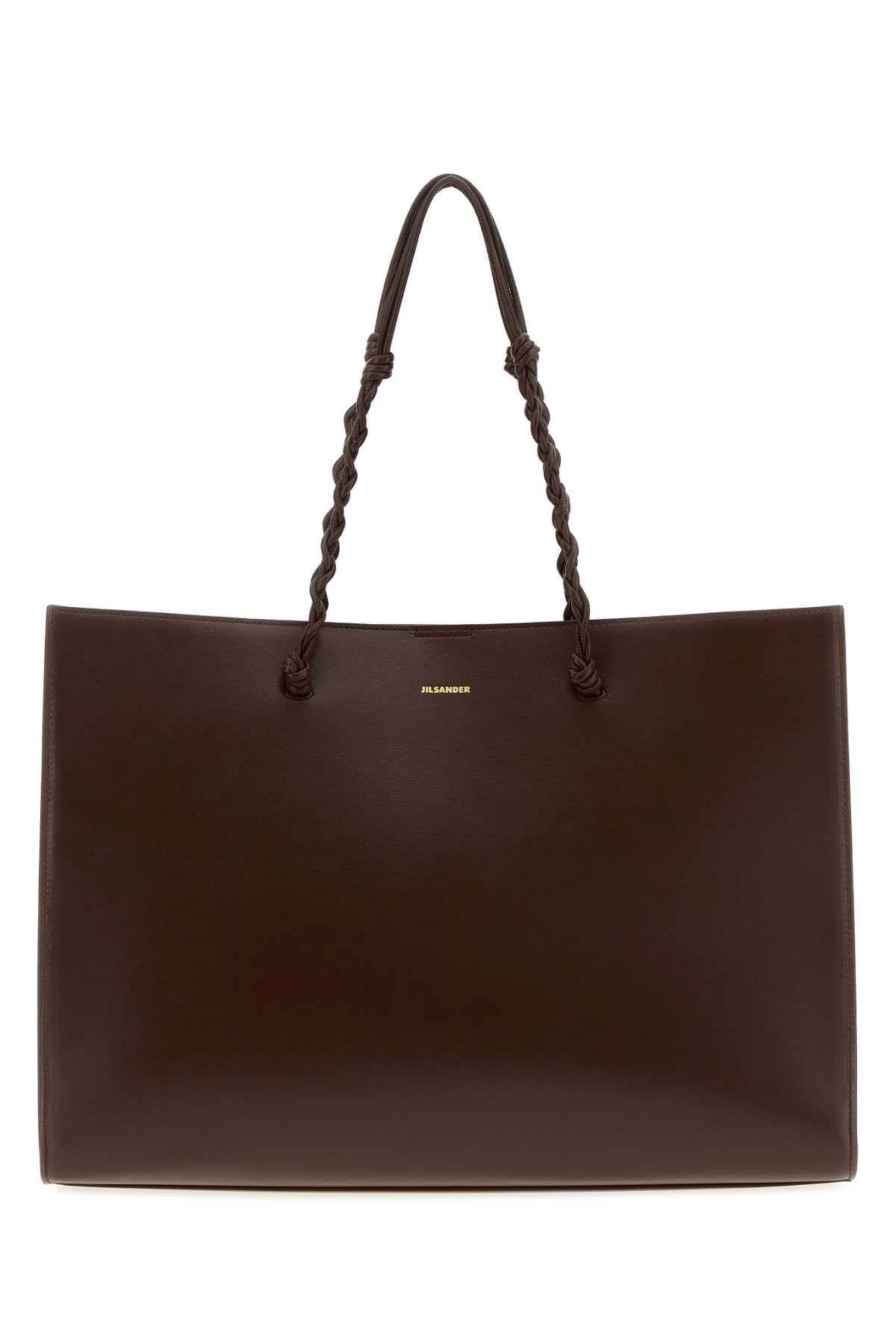 Jil Sander Women Chocolate Leather Tangle Shopping Bag JIL SANDER