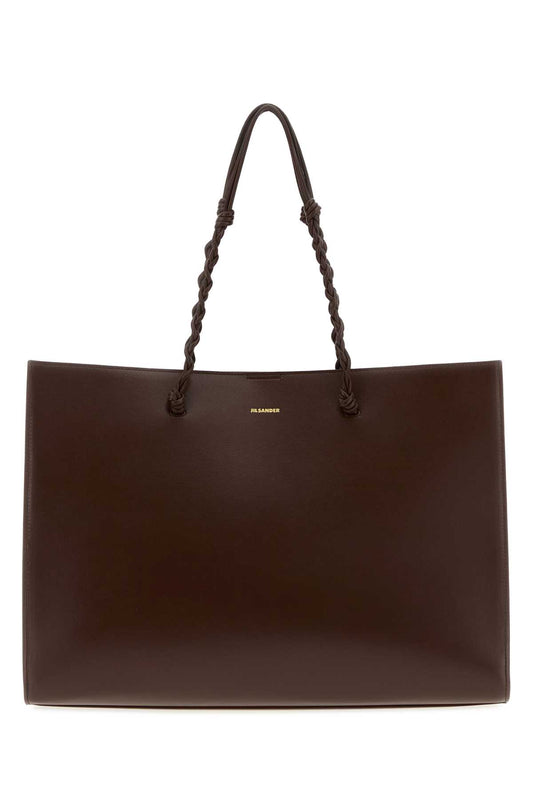 Jil Sander Women Chocolate Leather Tangle Shopping Bag JIL SANDER