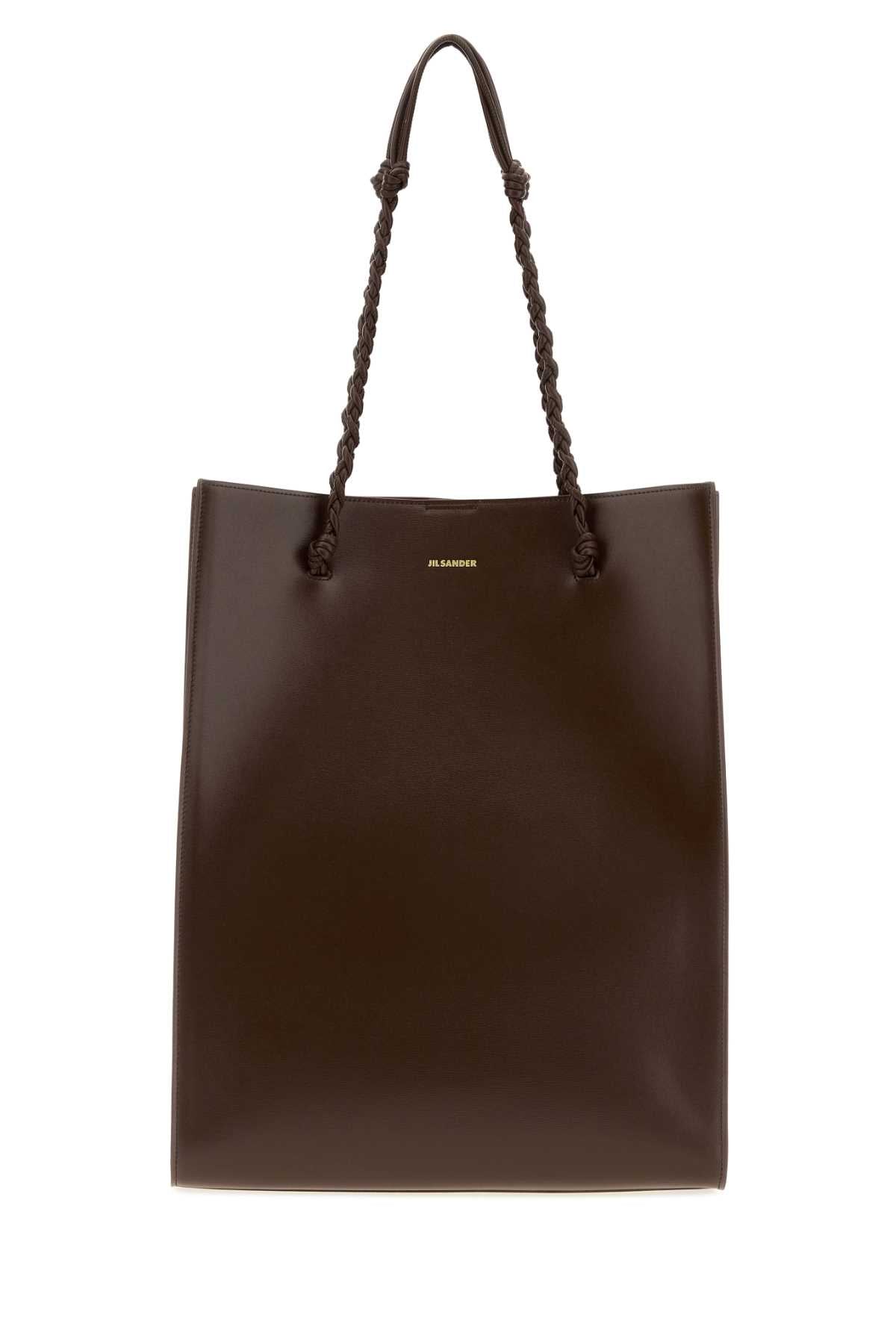 Jil Sander Women Chocolate Leather Tangle Shopping Bag JIL SANDER