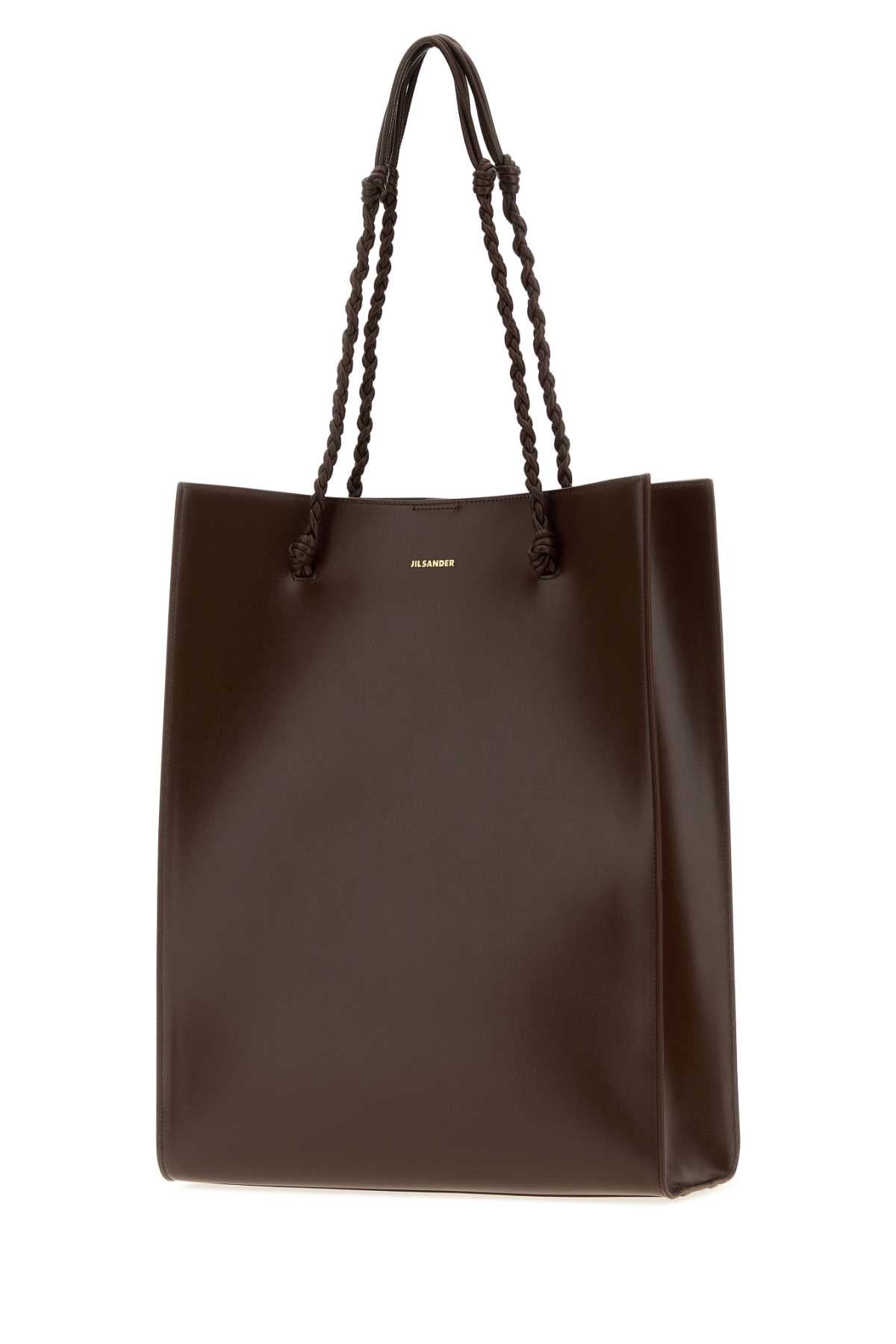 Jil Sander Women Chocolate Leather Tangle Shopping Bag JIL SANDER