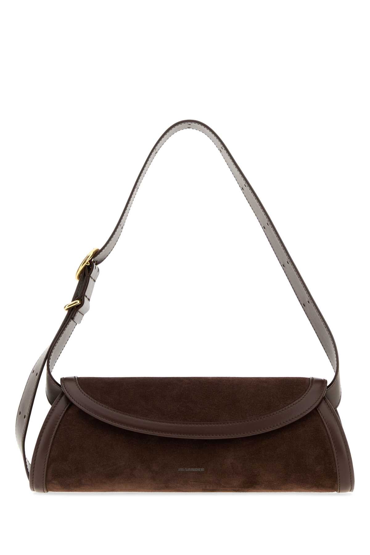 Jil Sander Women Brown Suede Small Cannolo Crossbody Bag JIL SANDER