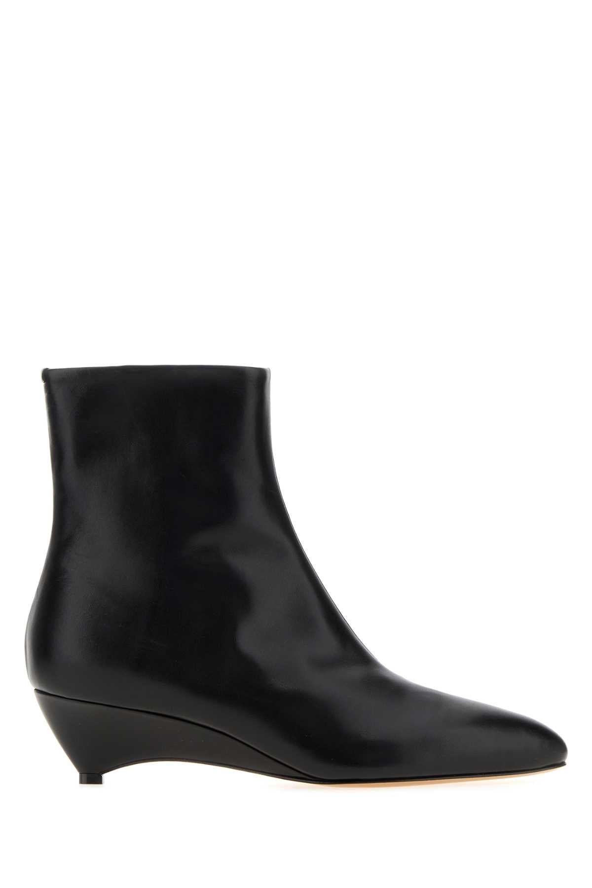 Jil Sander Women Black Leather Arc Ankle Boots JIL SANDER