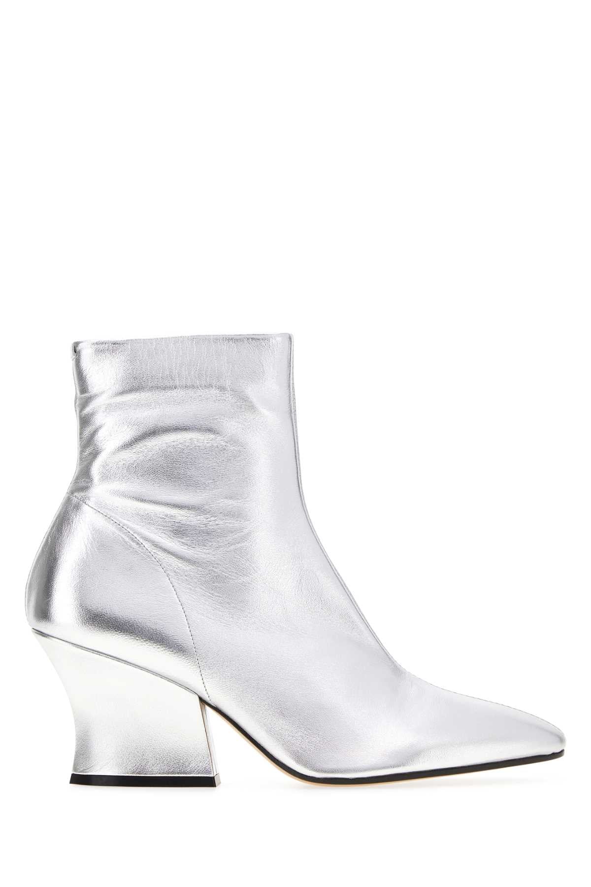 Jil Sander Women Silver Leather Lune Ankle Boots JIL SANDER
