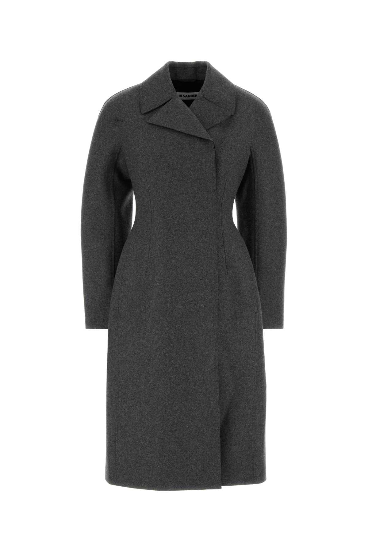 Jil Sander Women Dark Grey Wool Coat JIL SANDER