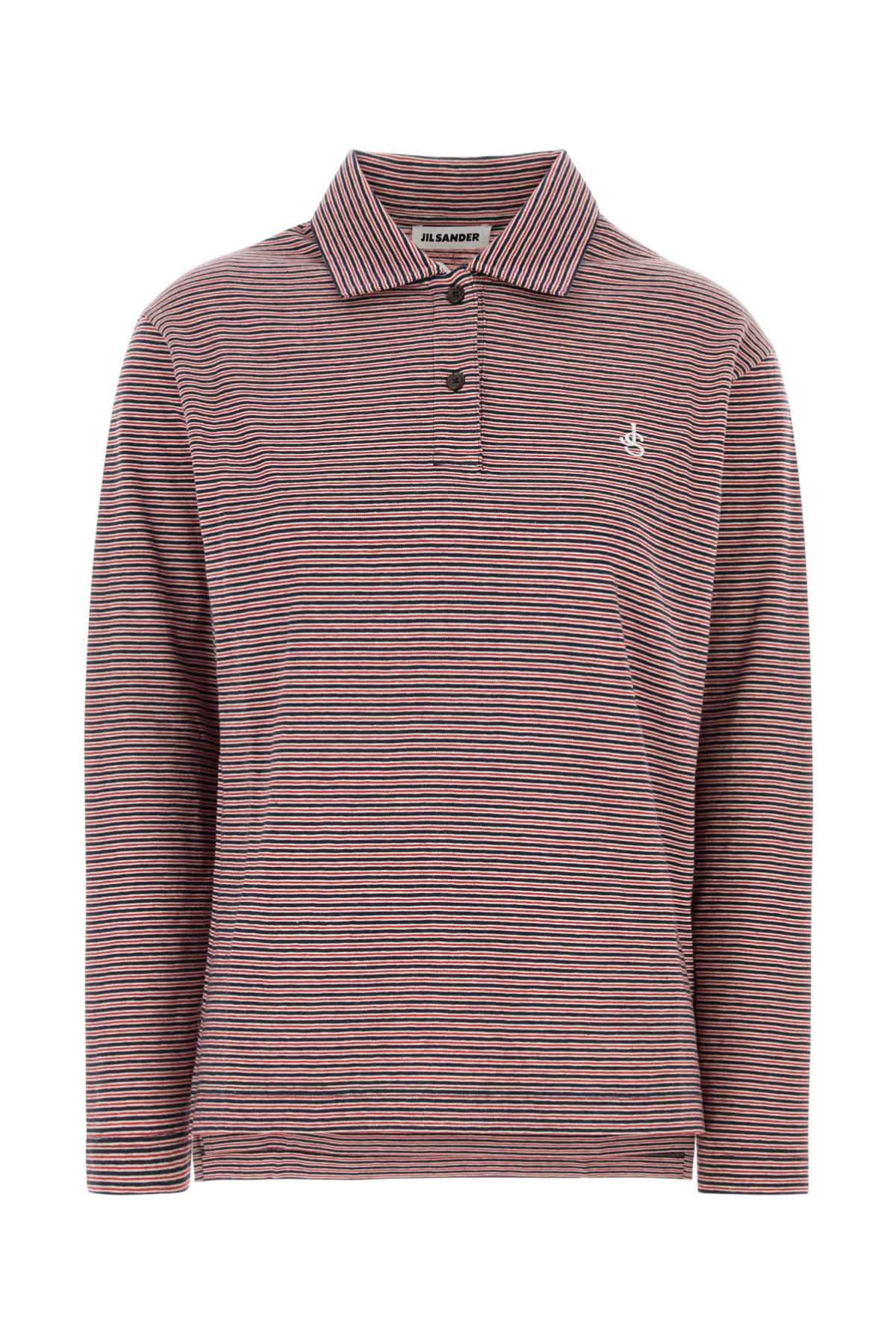 Jil Sander Women Embroidered Cotton Oversize Polo Shirt