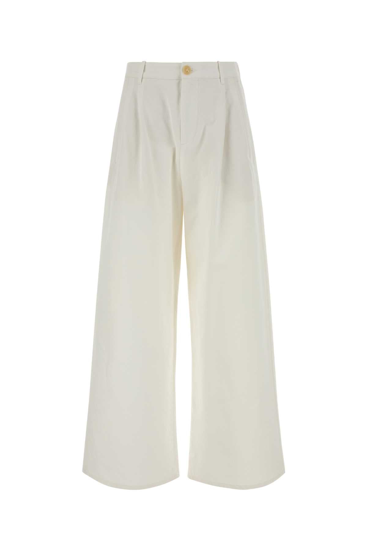 Jil Sander Women White Cotton Wide-Leg Pant JIL SANDER