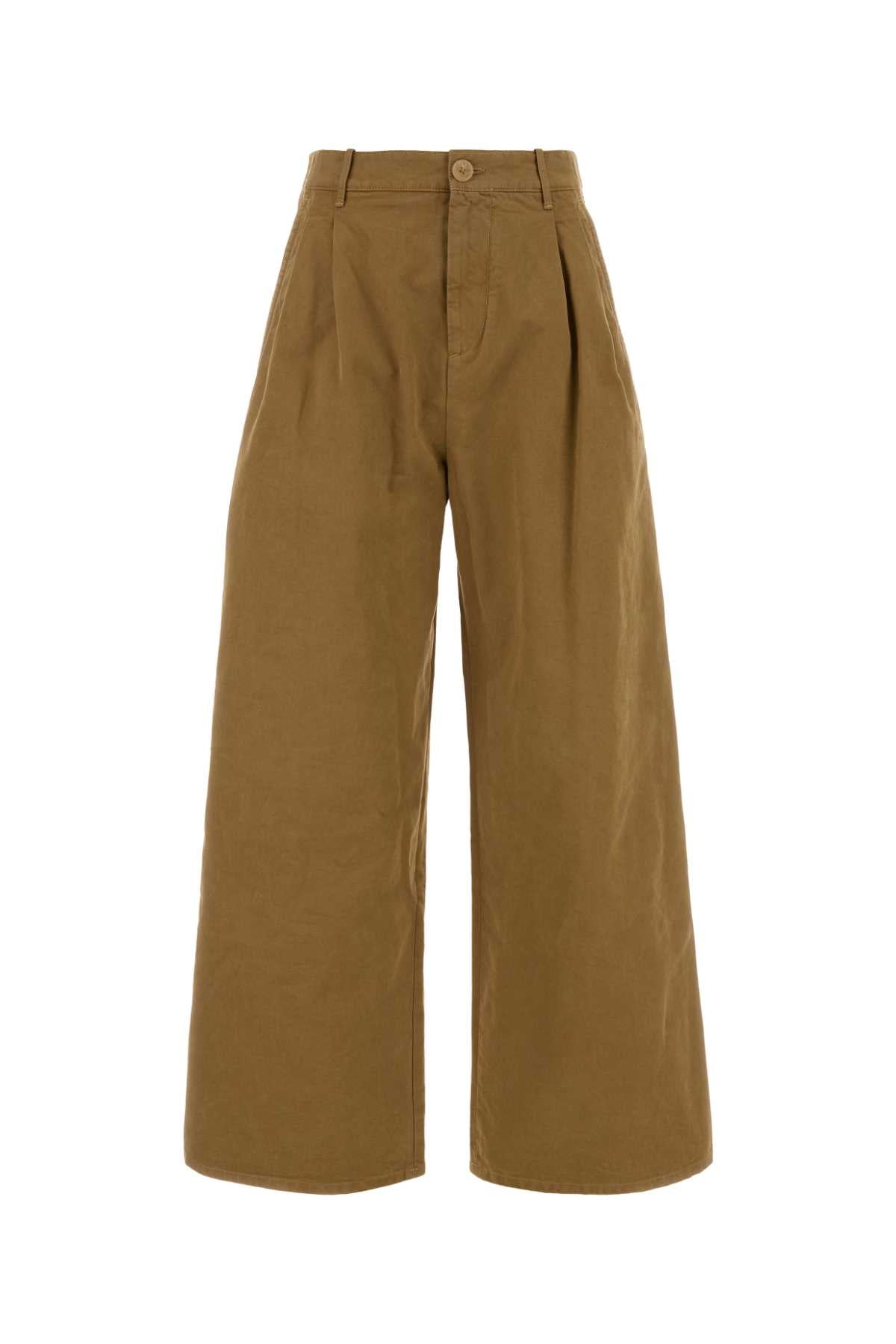 Jil Sander Women Camel Cotton Wide-Leg Pant JIL SANDER