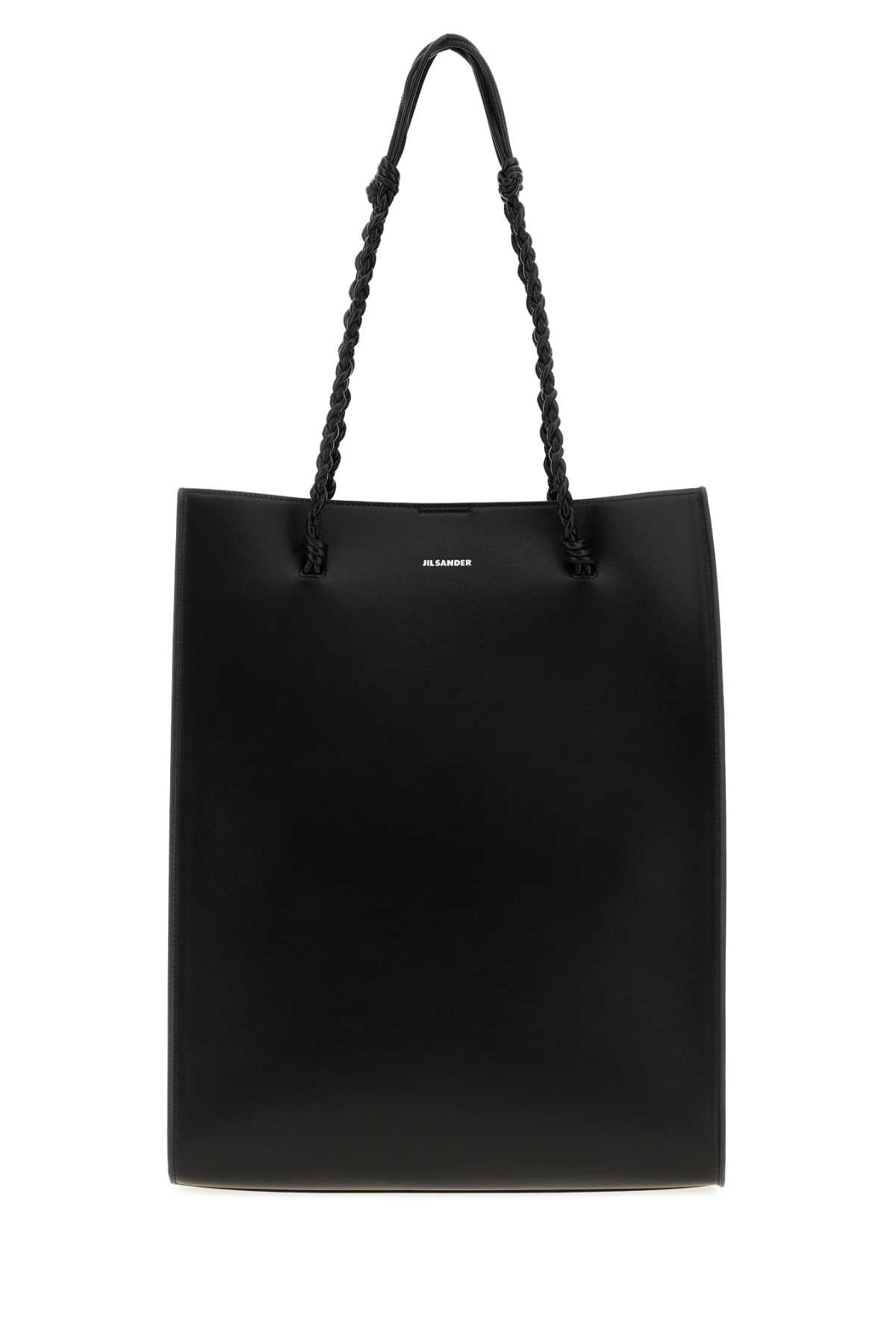Jil Sander Men Black Leather Tangle Shopping Bag JIL SANDER