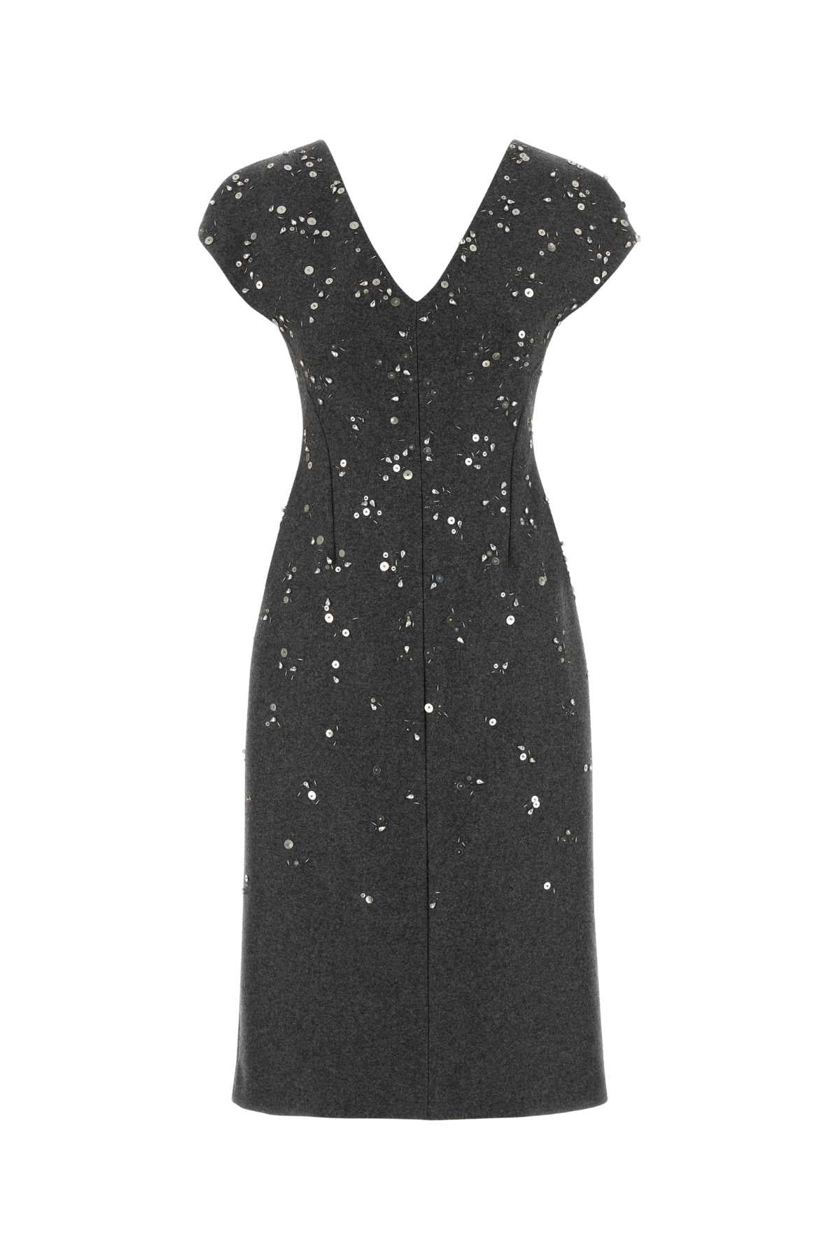 Jil Sander Women Dark Grey Felt Dress JIL SANDER